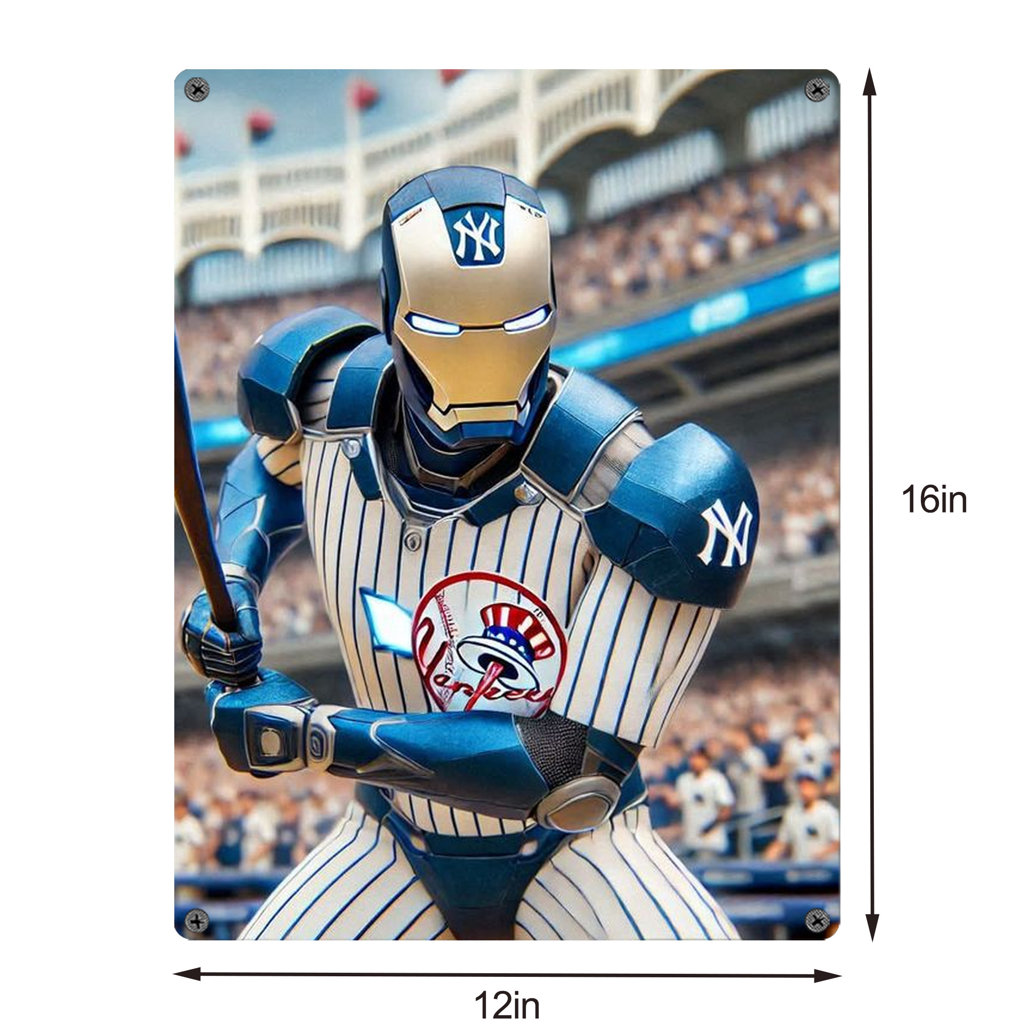 New York Yankees Iron Man Vintage Metal Tin Sign 12x16inch – Retro Wall Art Decor For Home, Bar, Kitchen, Bedroom, Office – Durable Iron Sheet Poster, Easy To Hang, Full-Color Printing