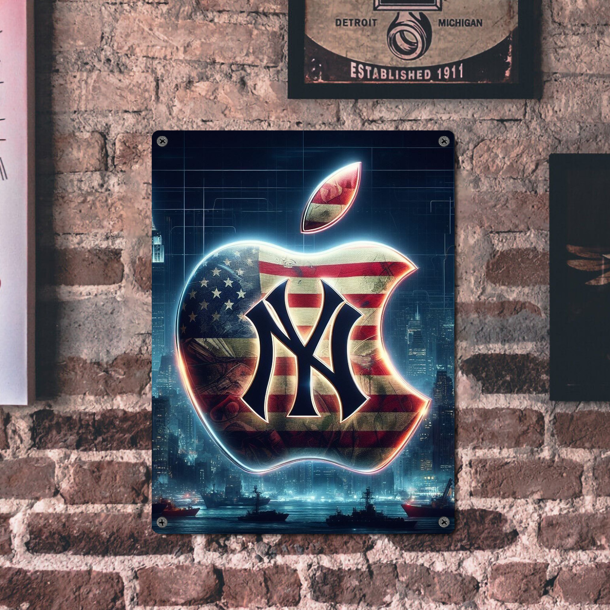New York Yankees 347 Vintage Metal Tin Sign 12x16inch – Retro Wall Art Decor For Home, Bar, Kitchen, Bedroom, Office – Durable Iron Sheet Poster, Easy To Hang, Full-Color Printing
