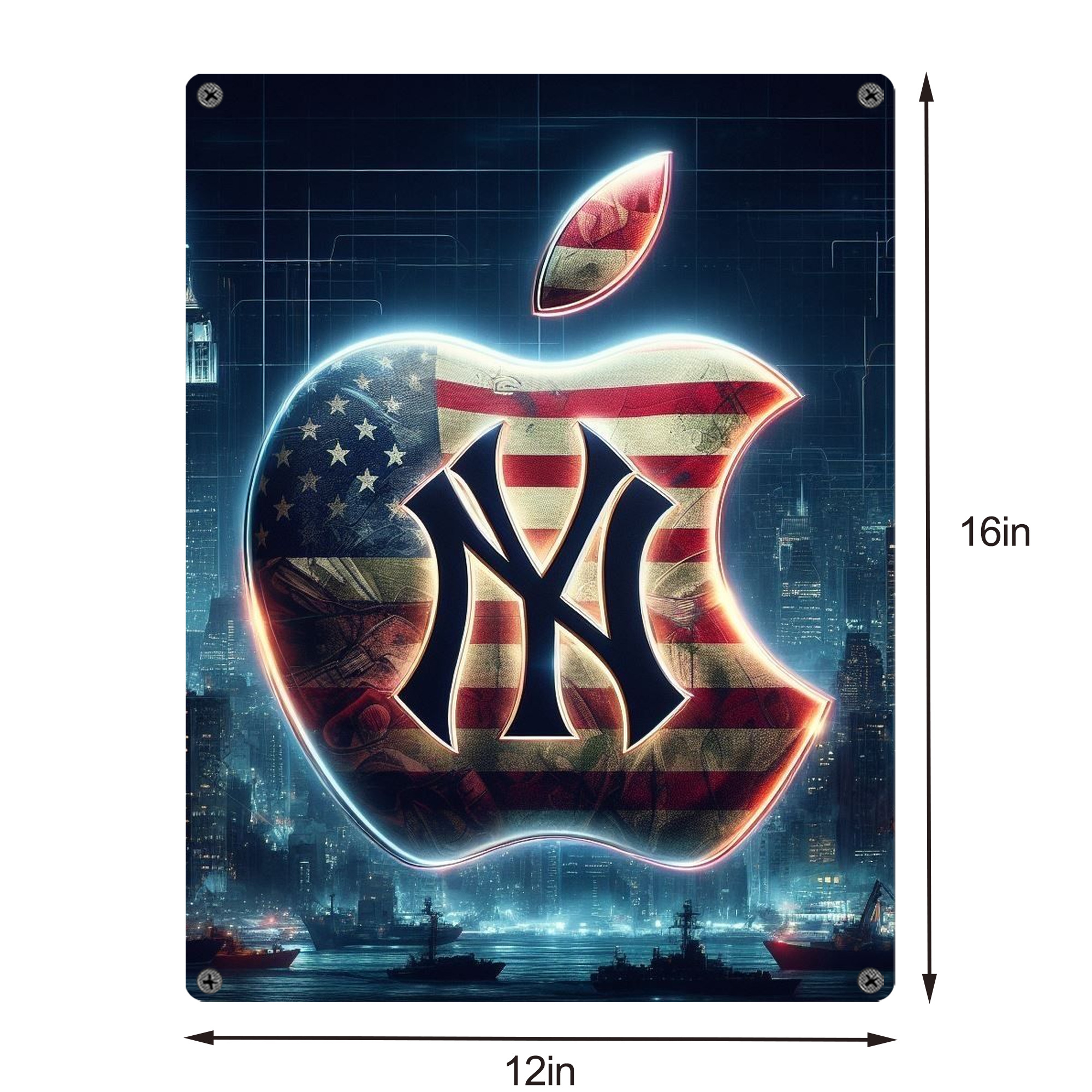 New York Yankees 347 Vintage Metal Tin Sign 12x16inch – Retro Wall Art Decor For Home, Bar, Kitchen, Bedroom, Office – Durable Iron Sheet Poster, Easy To Hang, Full-Color Printing