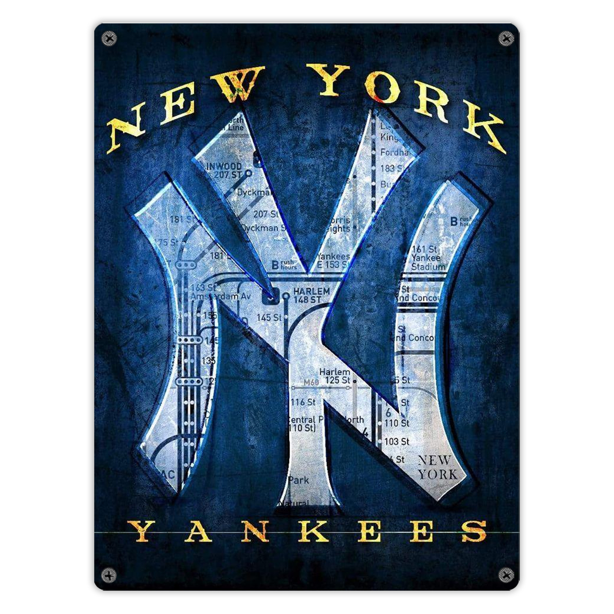 New York Yankees 307 Vintage Metal Tin Sign 12x16inch – Retro Wall Art Decor For Home, Bar, Kitchen, Bedroom, Office – Durable Iron Sheet Poster, Easy To Hang, Full-Color Printing