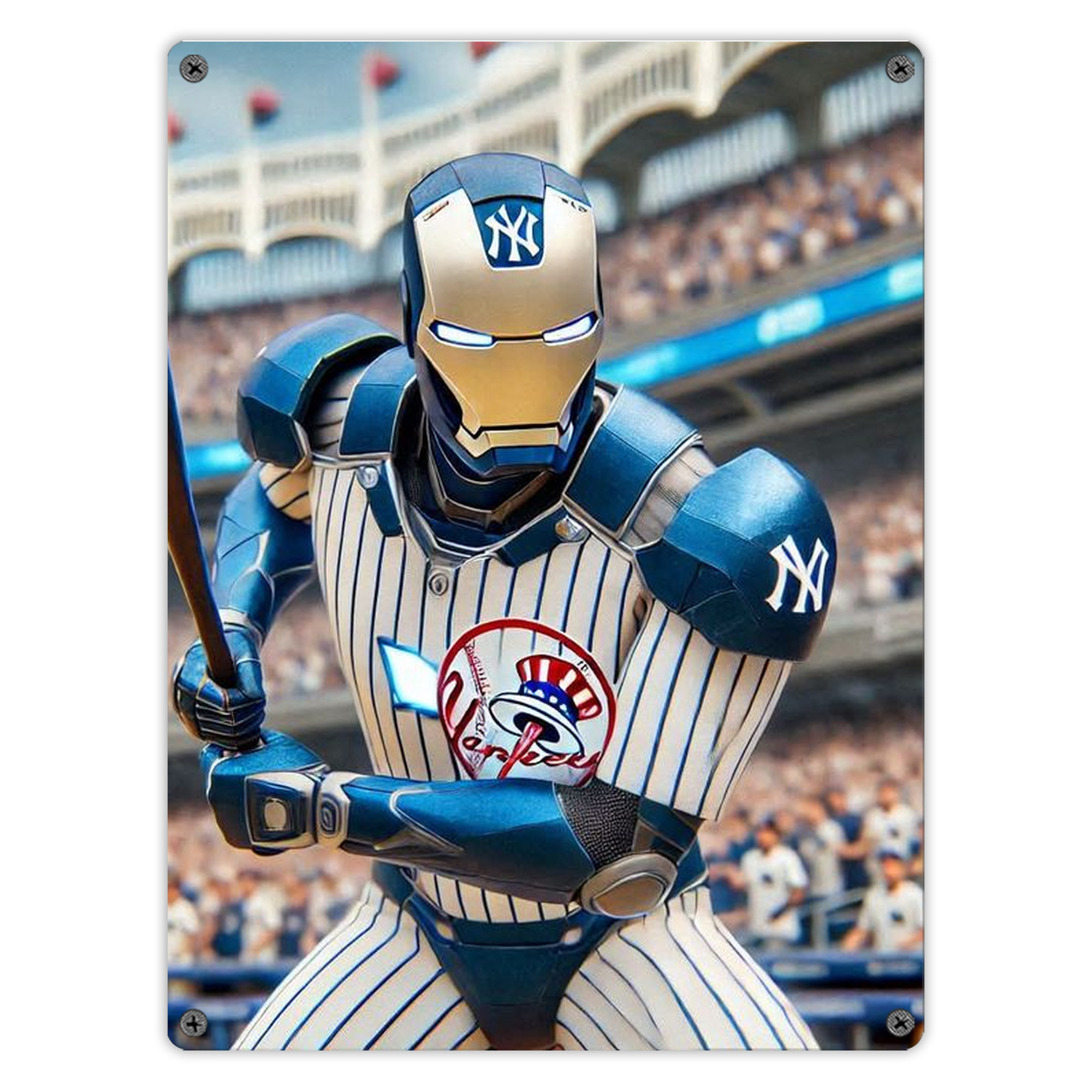 New York Yankees Iron Man Vintage Metal Tin Sign 12x16inch – Retro Wall Art Decor For Home, Bar, Kitchen, Bedroom, Office – Durable Iron Sheet Poster, Easy To Hang, Full-Color Printing