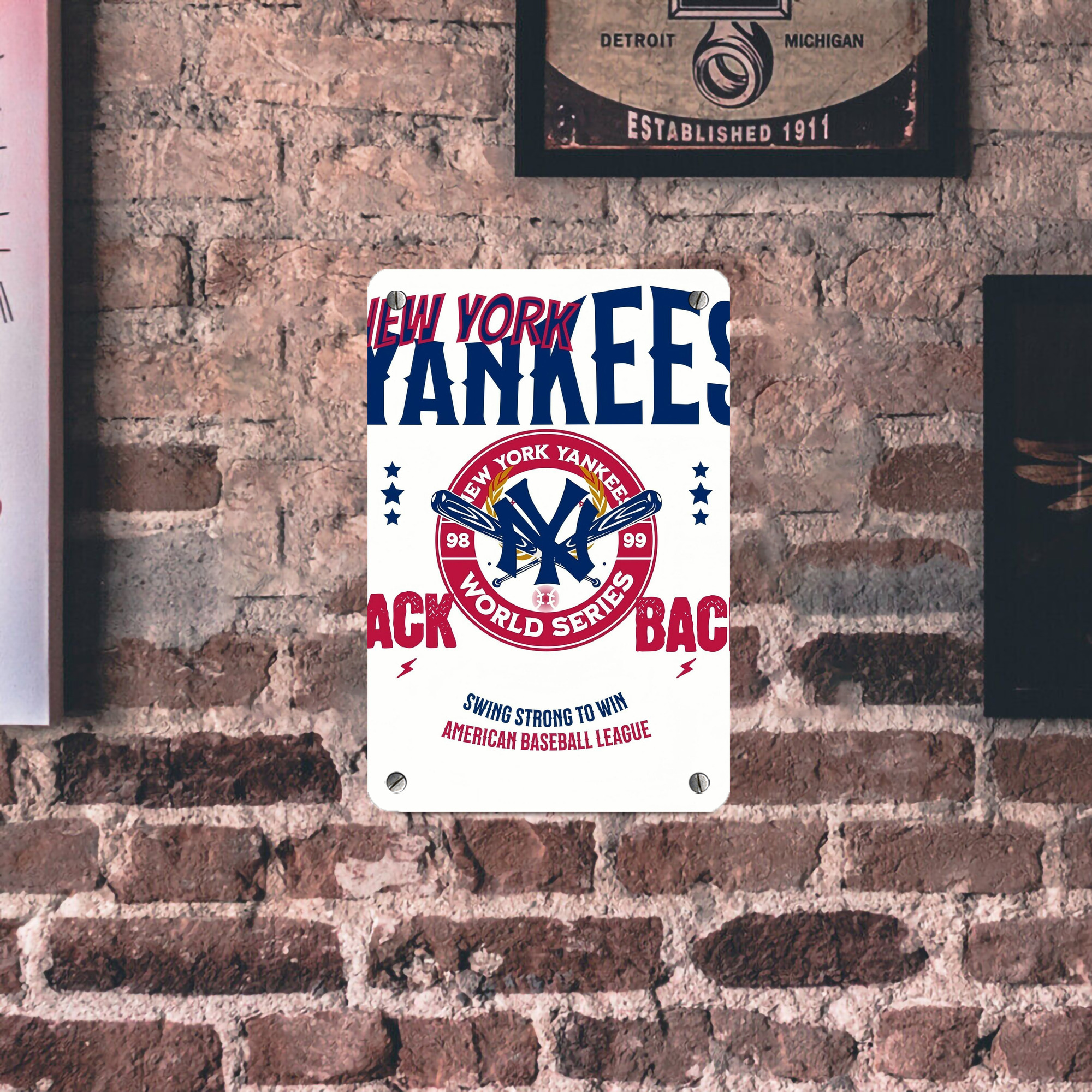 New York Yankees 179 Metal Tin Sign 8x12inch - High-Quality Full-Print Decorative Wall Art, Durable Rust-Resistant Metal Plaque For Living Room, Bedroom, Kitchen, Office, Bar Décor