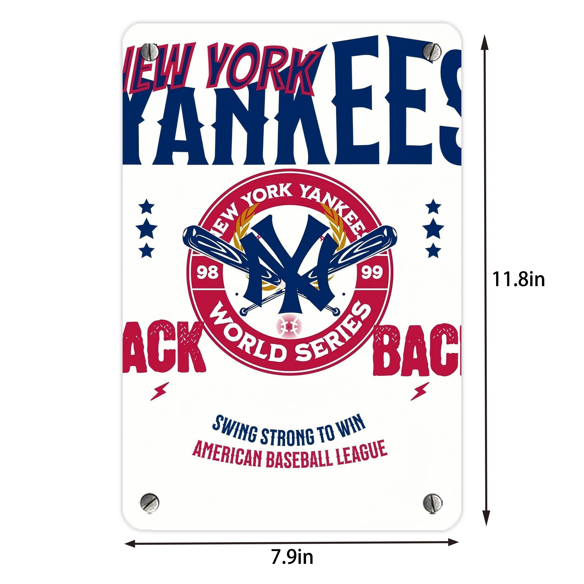 New York Yankees 179 Metal Tin Sign 8x12inch - High-Quality Full-Print Decorative Wall Art, Durable Rust-Resistant Metal Plaque For Living Room, Bedroom, Kitchen, Office, Bar Décor