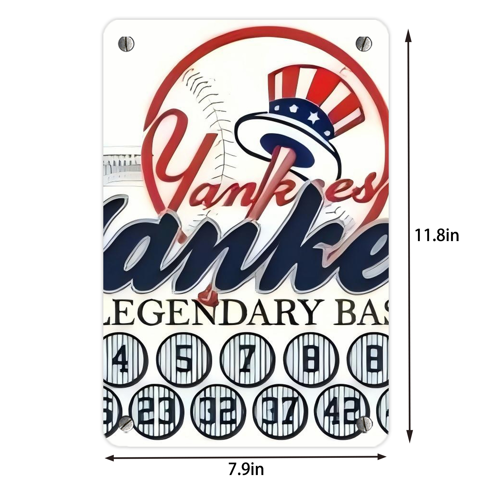 New York Yankees 232 Metal Tin Sign 8x12inch - High-Quality Full-Print Decorative Wall Art, Durable Rust-Resistant Metal Plaque For Living Room, Bedroom, Kitchen, Office, Bar Décor