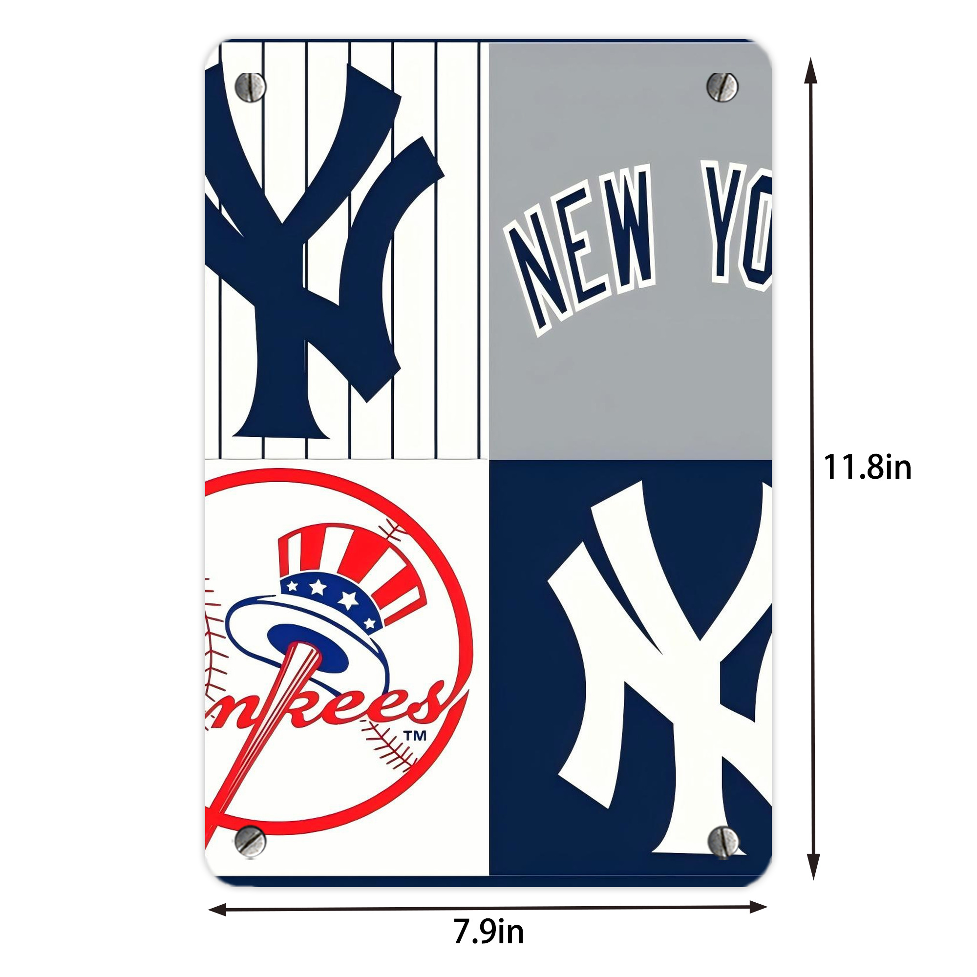 New York Yankees 238 Metal Tin Sign 8x12inch - High-Quality Full-Print Decorative Wall Art, Durable Rust-Resistant Metal Plaque For Living Room, Bedroom, Kitchen, Office, Bar Décor