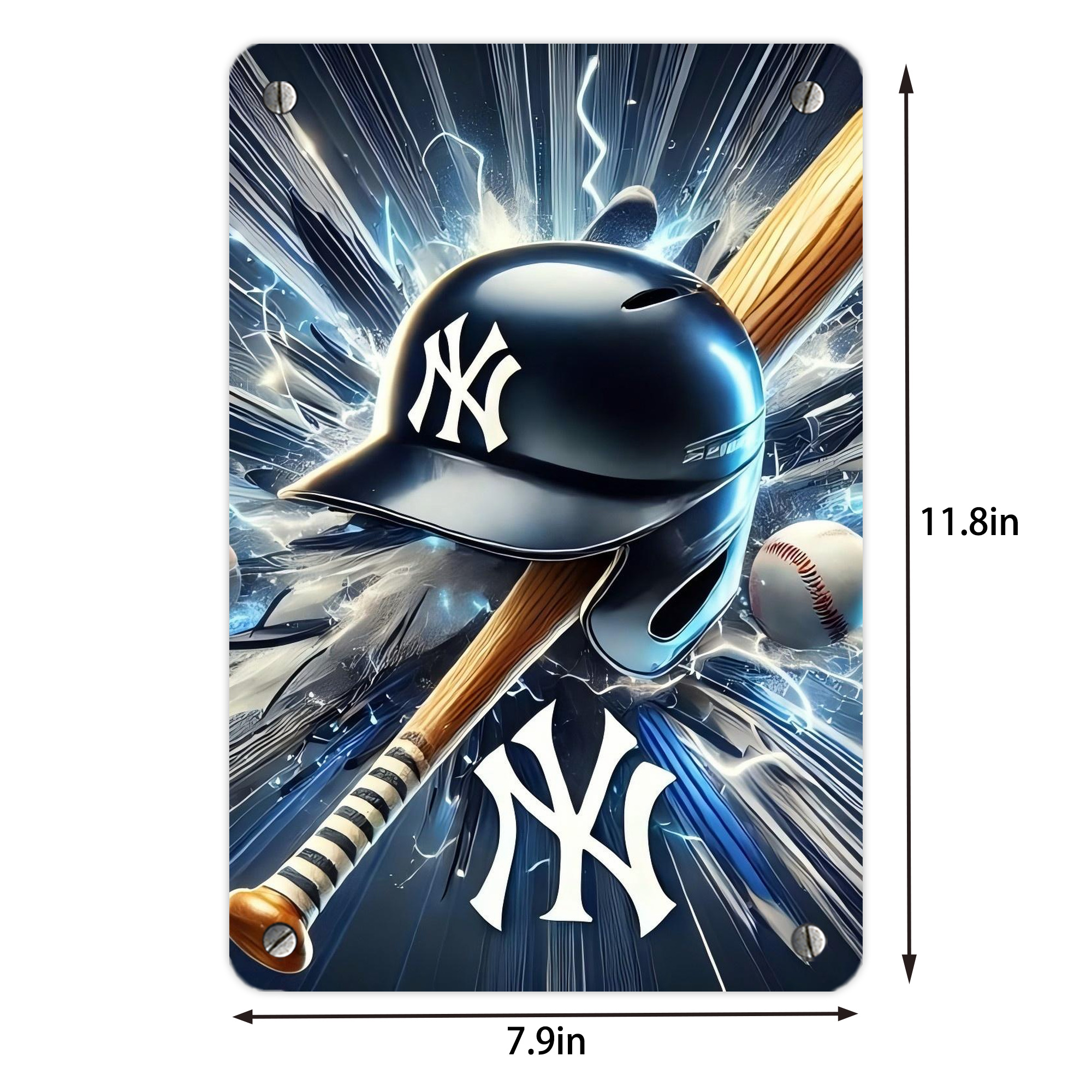 New York Yankees 264 Metal Tin Sign 8x12inch - High-Quality Full-Print Decorative Wall Art, Durable Rust-Resistant Metal Plaque For Living Room, Bedroom, Kitchen, Office, Bar Décor
