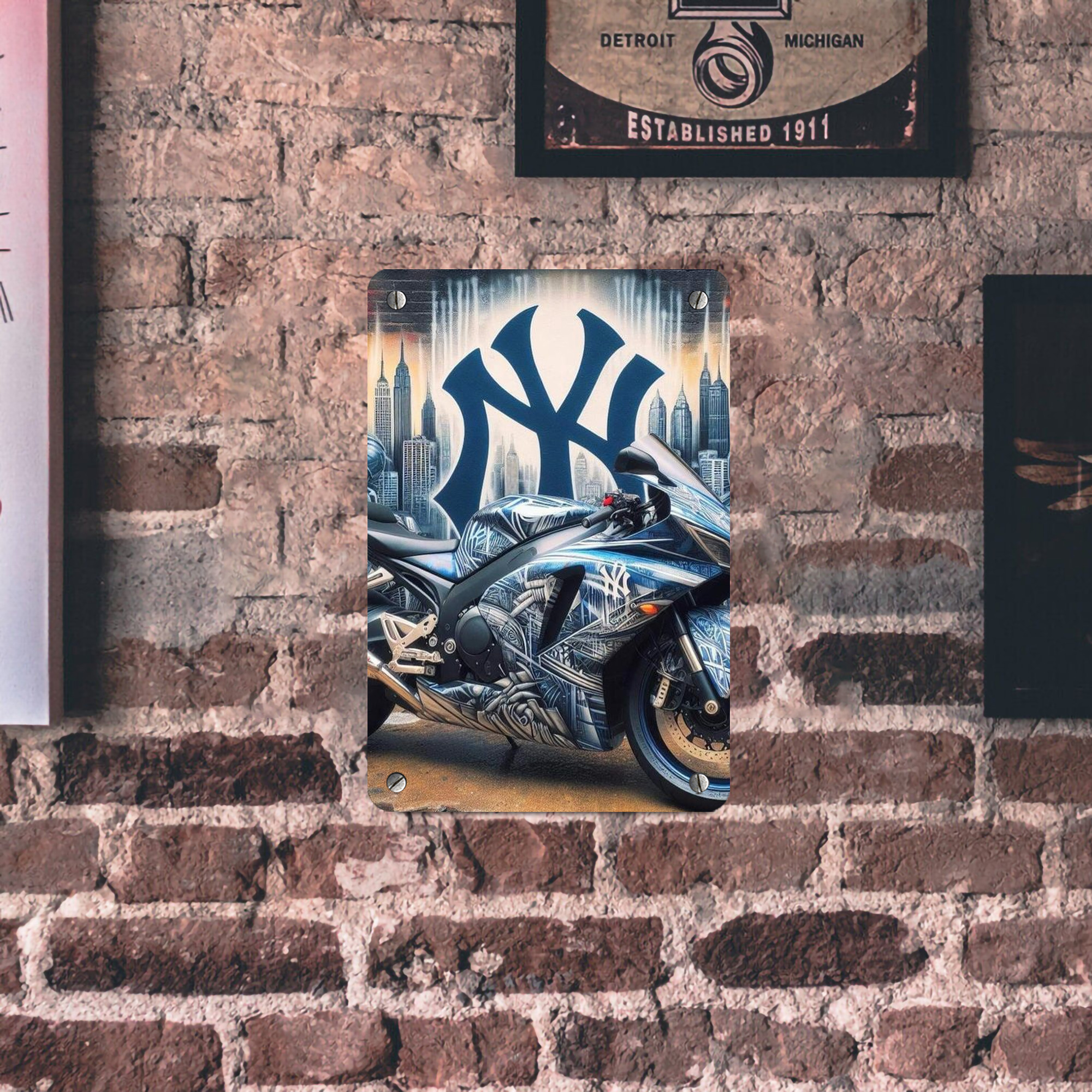 New York Yankees 327 Metal Tin Sign 8x12inch - High-Quality Full-Print Decorative Wall Art, Durable Rust-Resistant Metal Plaque For Living Room, Bedroom, Kitchen, Office, Bar Décor