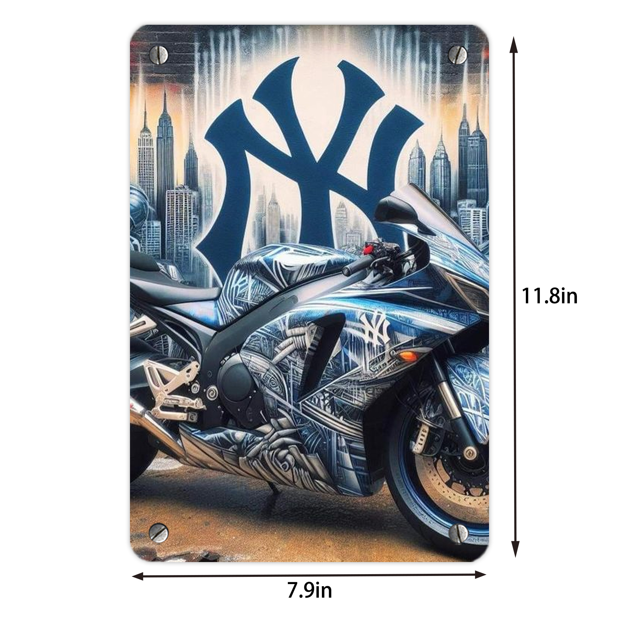 New York Yankees 327 Metal Tin Sign 8x12inch - High-Quality Full-Print Decorative Wall Art, Durable Rust-Resistant Metal Plaque For Living Room, Bedroom, Kitchen, Office, Bar Décor