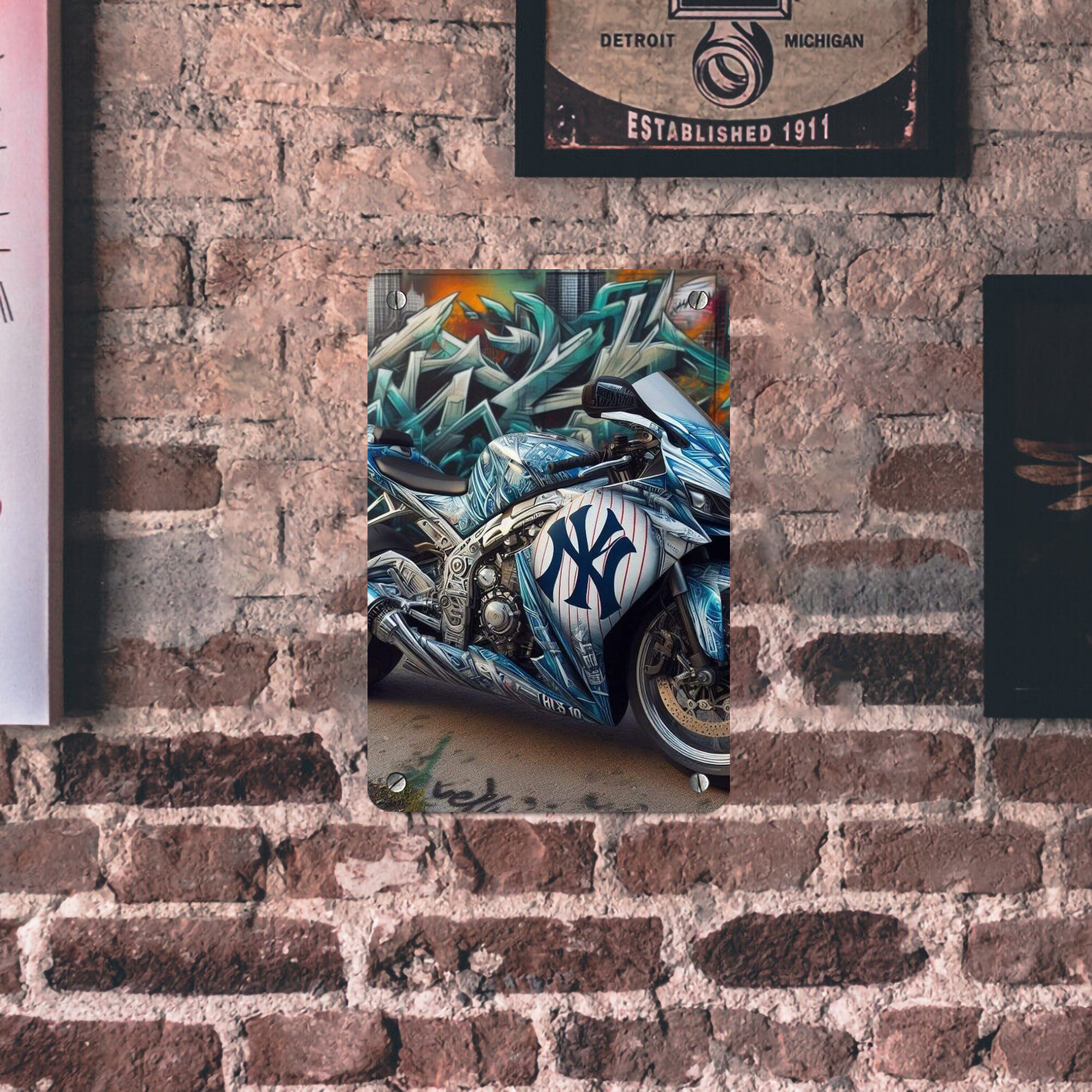 New York Yankees 343 Metal Tin Sign 8x12inch - High-Quality Full-Print Decorative Wall Art, Durable Rust-Resistant Metal Plaque For Living Room, Bedroom, Kitchen, Office, Bar Décor