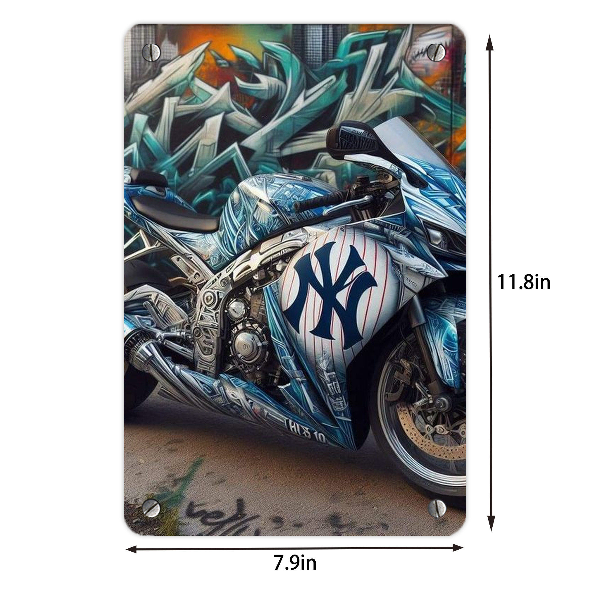 New York Yankees 343 Metal Tin Sign 8x12inch - High-Quality Full-Print Decorative Wall Art, Durable Rust-Resistant Metal Plaque For Living Room, Bedroom, Kitchen, Office, Bar Décor