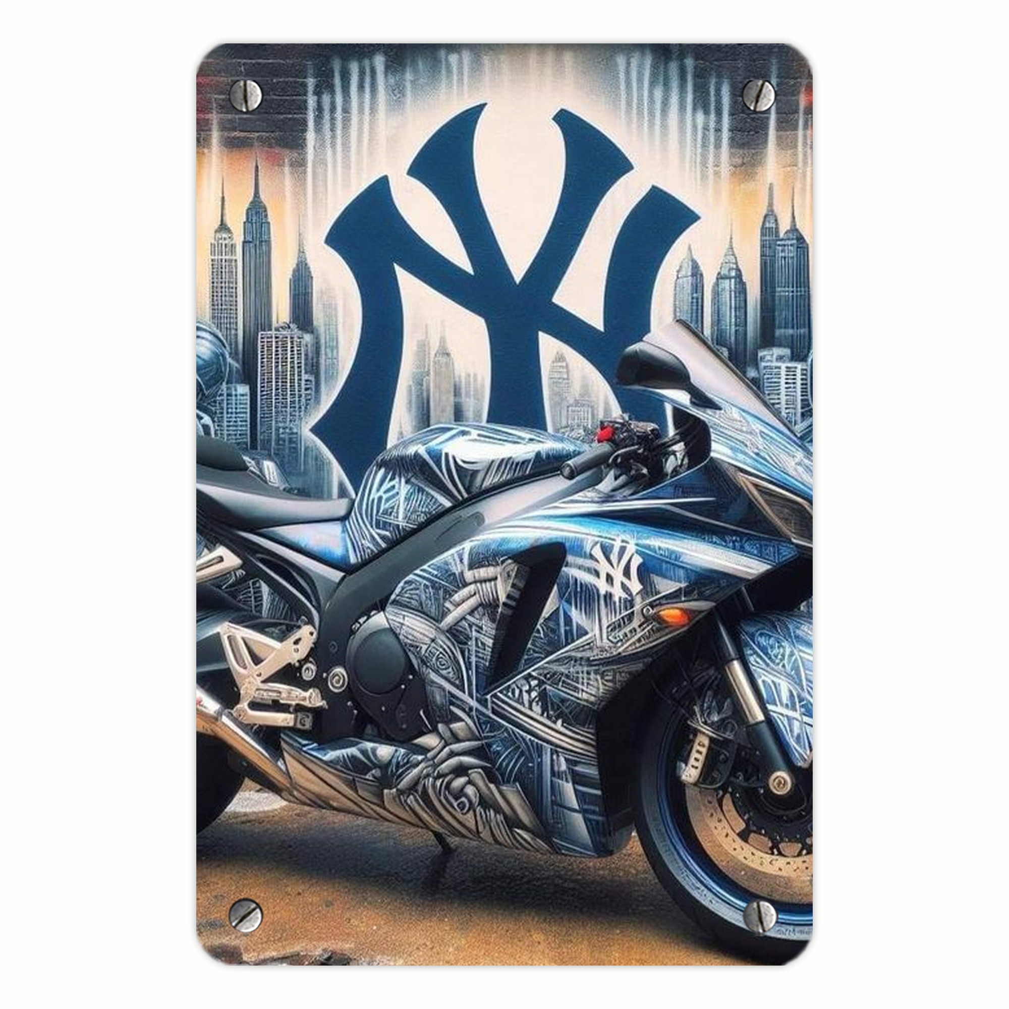 New York Yankees 327 Metal Tin Sign 8x12inch - High-Quality Full-Print Decorative Wall Art, Durable Rust-Resistant Metal Plaque For Living Room, Bedroom, Kitchen, Office, Bar Décor