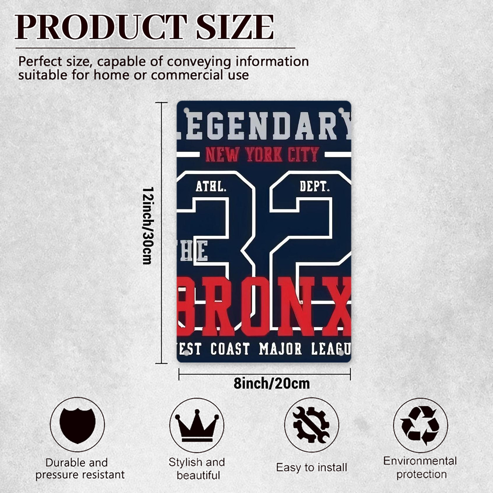 New York Yankees 132 8x12inch Vertical Aluminum Sign - Durable Fade-Resistant Indoor/Outdoor Safety & Information Plaque For Office, Hotel, Restaurant, Bar, Public Spaces