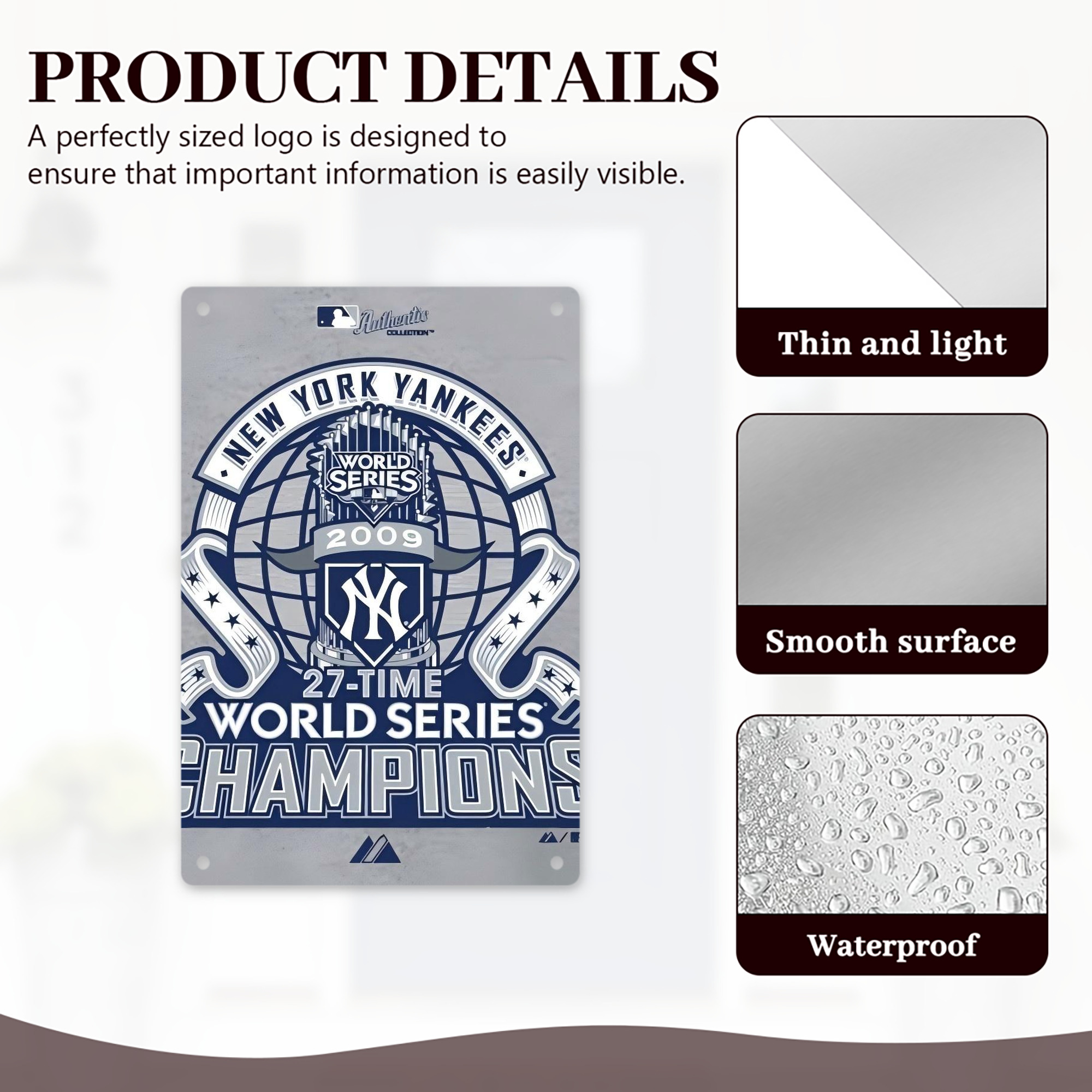 New York Yankees 207 8x12inch Vertical Aluminum Sign - Durable Fade-Resistant Indoor/Outdoor Safety & Information Plaque For Office, Hotel, Restaurant, Bar, Public Spaces