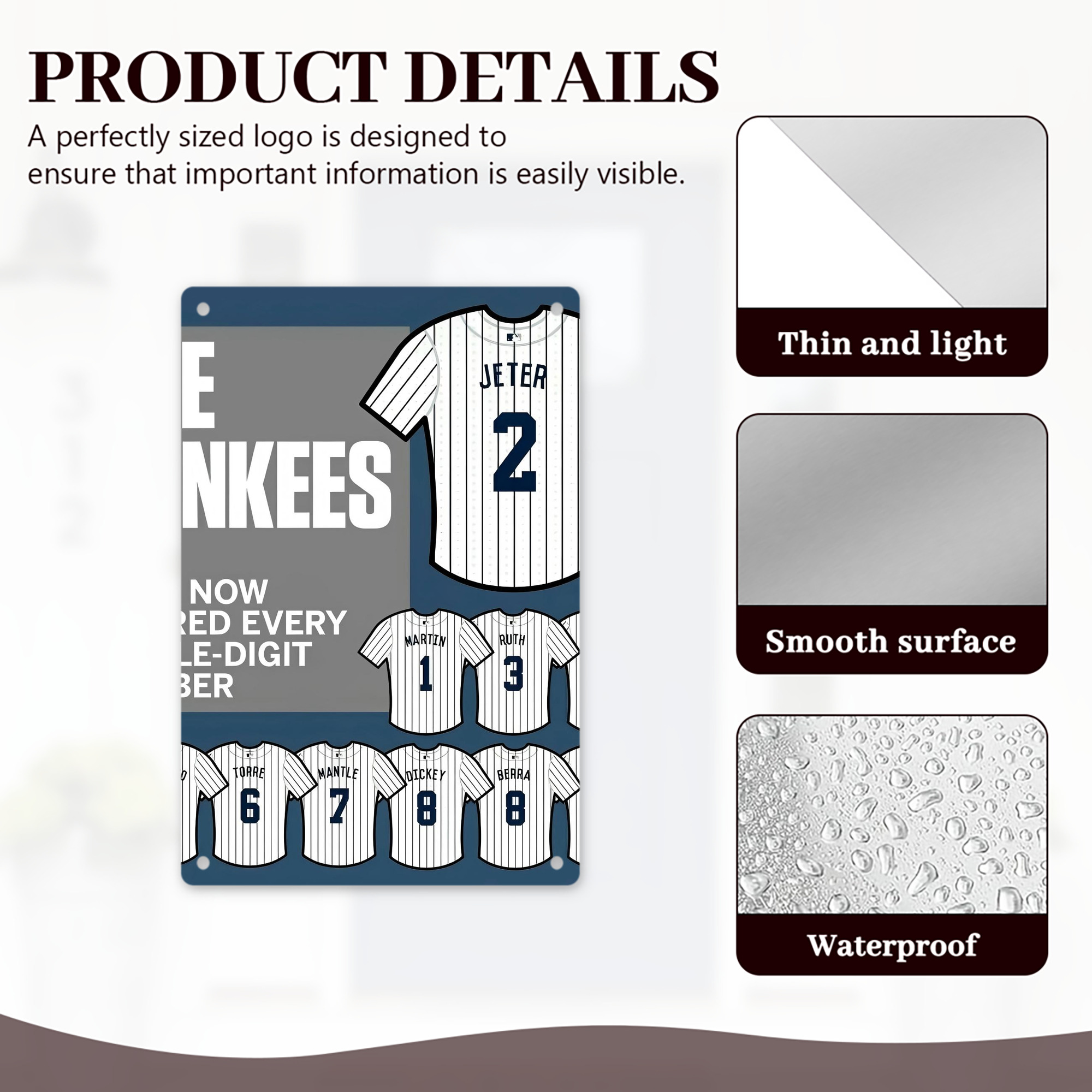 New York Yankees 235 8x12inch Vertical Aluminum Sign - Durable Fade-Resistant Indoor/Outdoor Safety & Information Plaque For Office, Hotel, Restaurant, Bar, Public Spaces