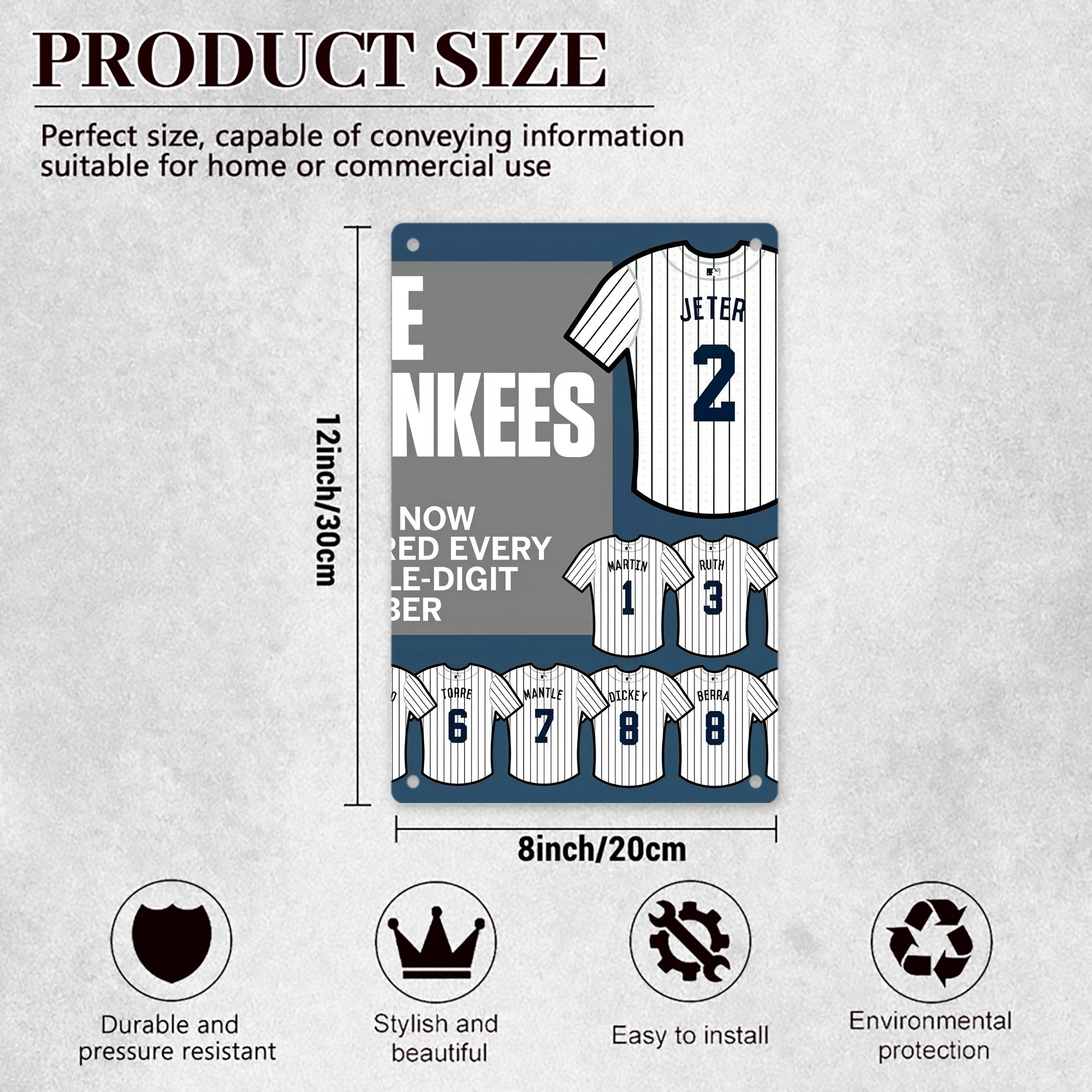 New York Yankees 235 8x12inch Vertical Aluminum Sign - Durable Fade-Resistant Indoor/Outdoor Safety & Information Plaque For Office, Hotel, Restaurant, Bar, Public Spaces