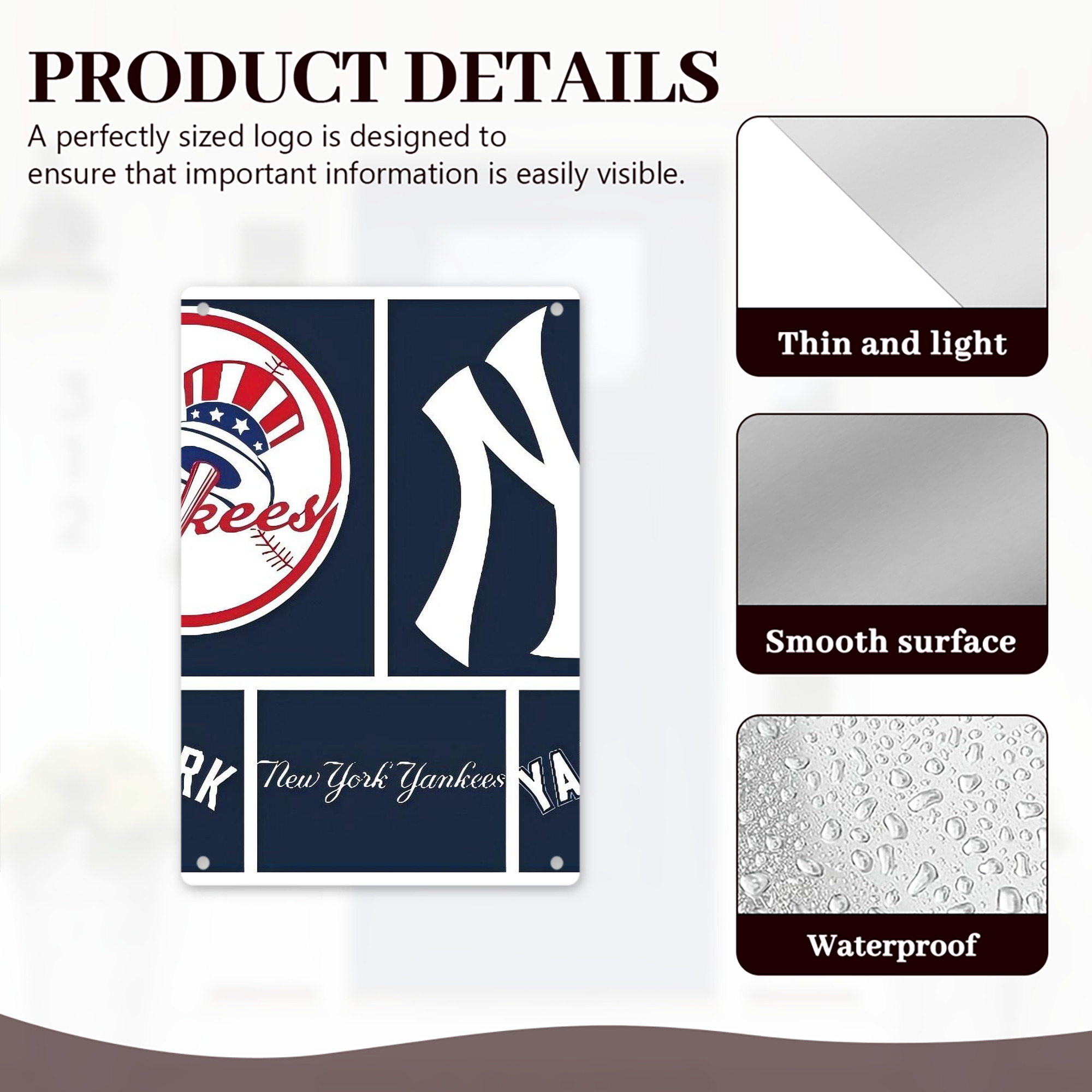 New York Yankees 247 8x12inch Vertical Aluminum Sign - Durable Fade-Resistant Indoor/Outdoor Safety & Information Plaque For Office, Hotel, Restaurant, Bar, Public Spaces