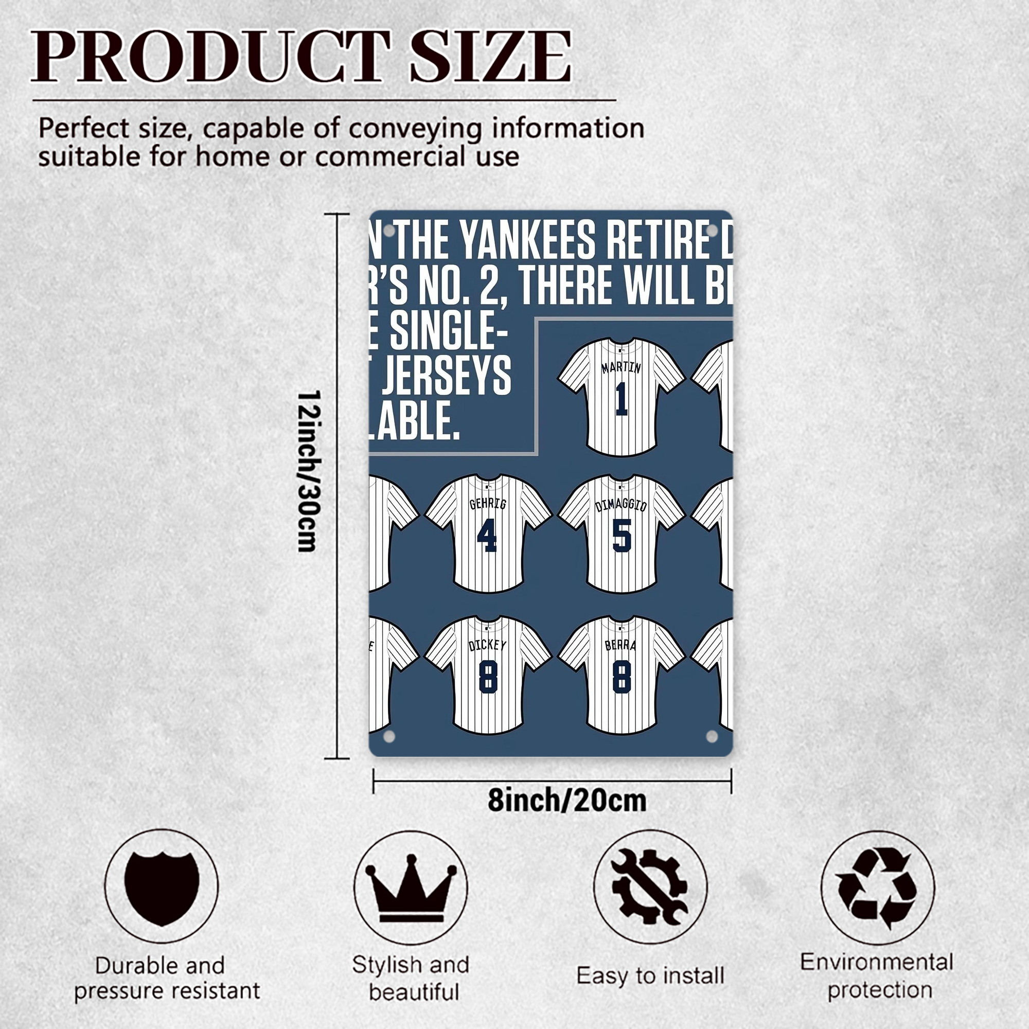 New York Yankees Retire Single Number 8x12inch Vertical Aluminum Sign - Durable Fade-Resistant Indoor/Outdoor Safety & Information Plaque For Office, Hotel, Restaurant, Bar, Public Spaces
