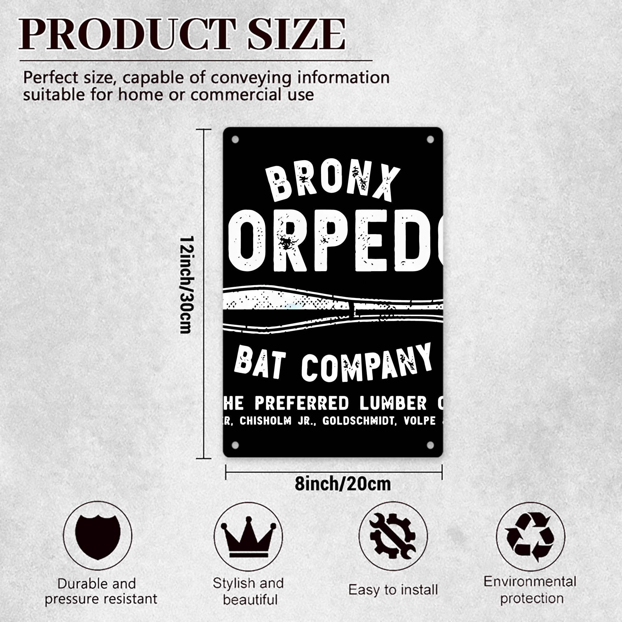 New York Yankees 261 8x12inch Vertical Aluminum Sign - Durable Fade-Resistant Indoor/Outdoor Safety & Information Plaque For Office, Hotel, Restaurant, Bar, Public Spaces