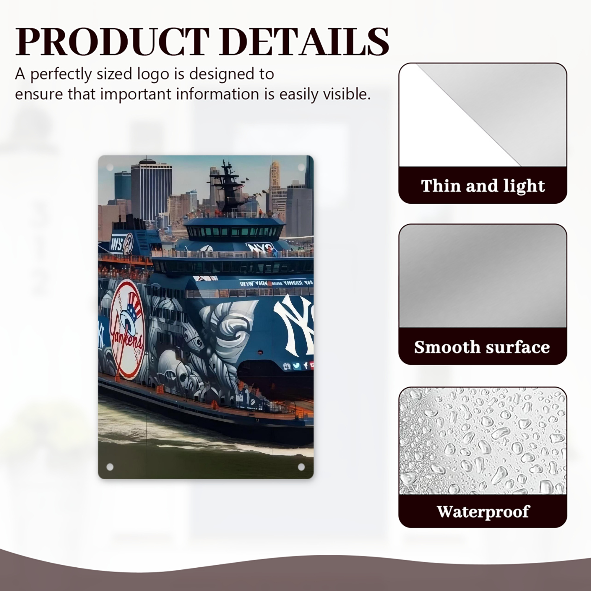 New York Yankees 299 8x12inch Vertical Aluminum Sign - Durable Fade-Resistant Indoor/Outdoor Safety & Information Plaque For Office, Hotel, Restaurant, Bar, Public Spaces