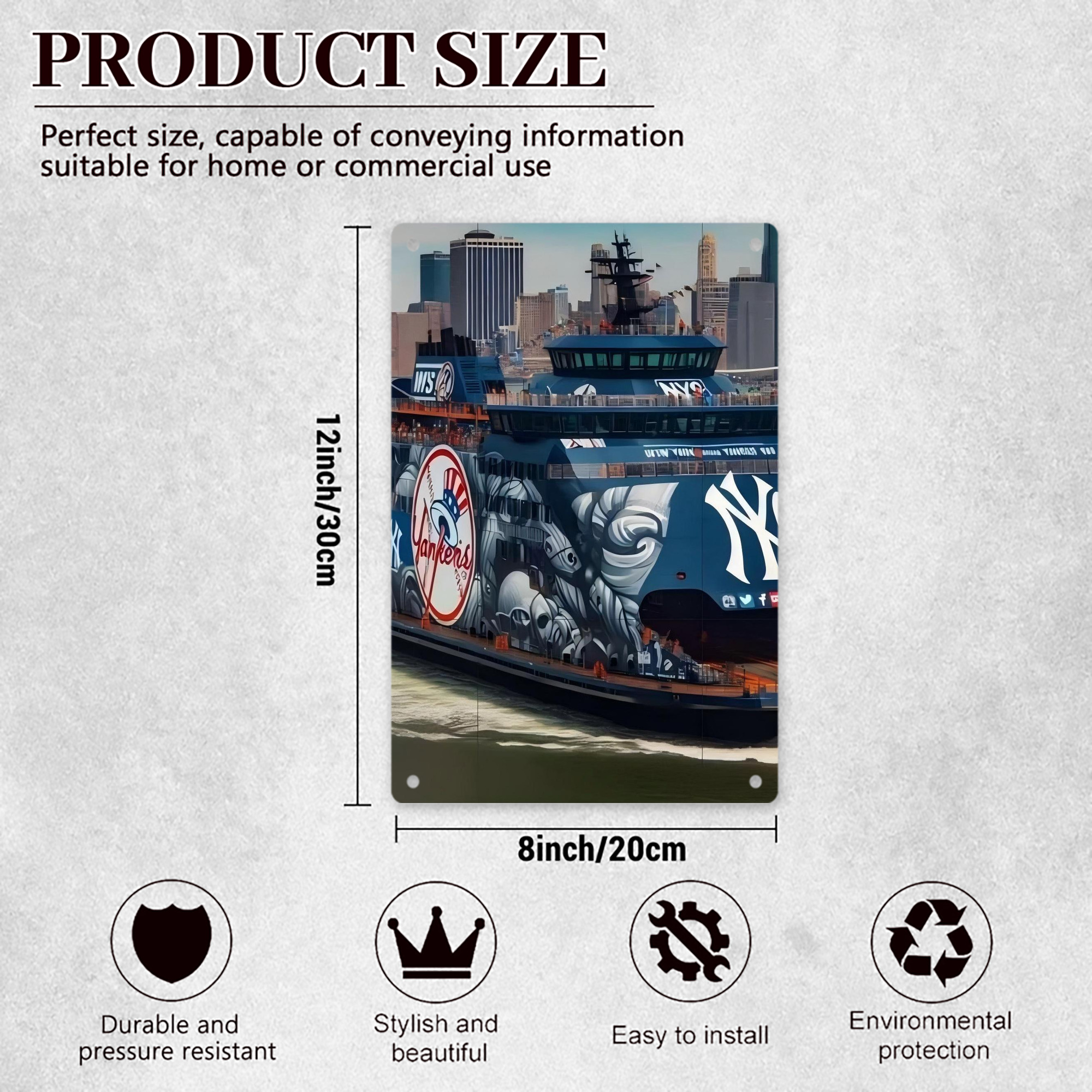 New York Yankees 299 8x12inch Vertical Aluminum Sign - Durable Fade-Resistant Indoor/Outdoor Safety & Information Plaque For Office, Hotel, Restaurant, Bar, Public Spaces