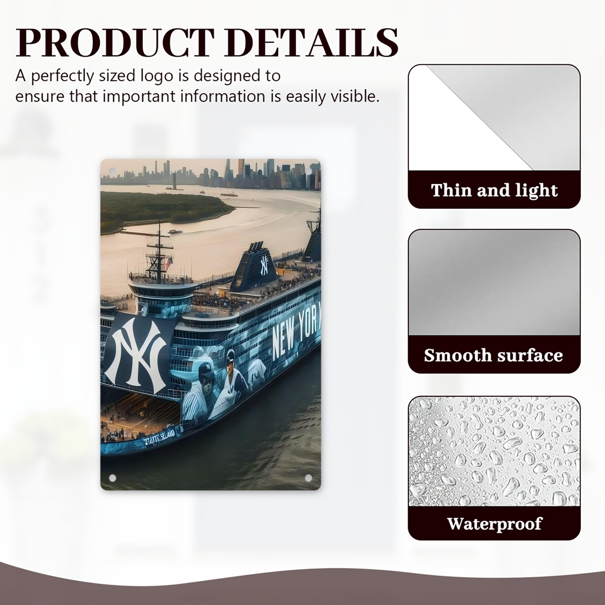 New York Yankees 306 8x12inch Vertical Aluminum Sign - Durable Fade-Resistant Indoor/Outdoor Safety & Information Plaque For Office, Hotel, Restaurant, Bar, Public Spaces