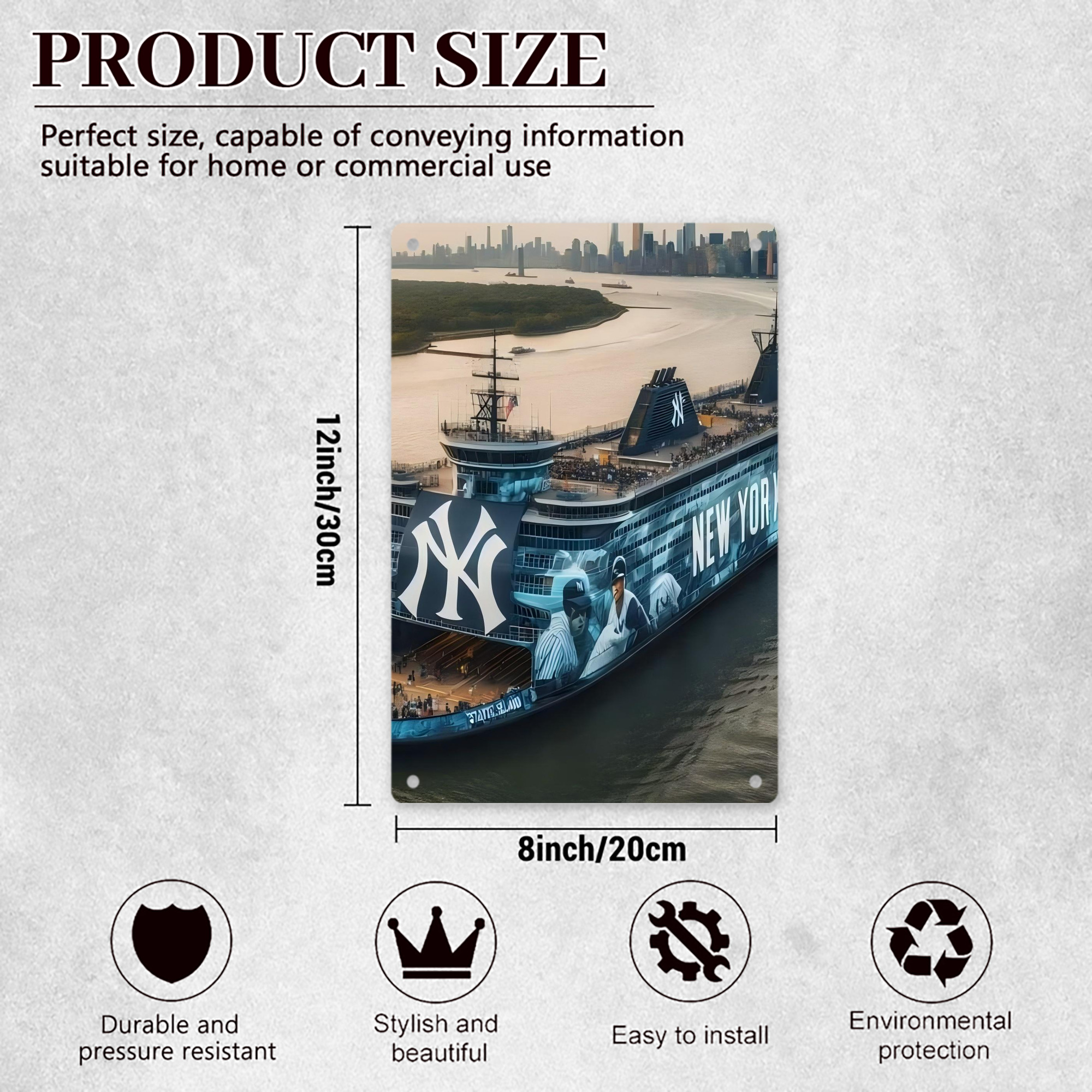 New York Yankees 306 8x12inch Vertical Aluminum Sign - Durable Fade-Resistant Indoor/Outdoor Safety & Information Plaque For Office, Hotel, Restaurant, Bar, Public Spaces