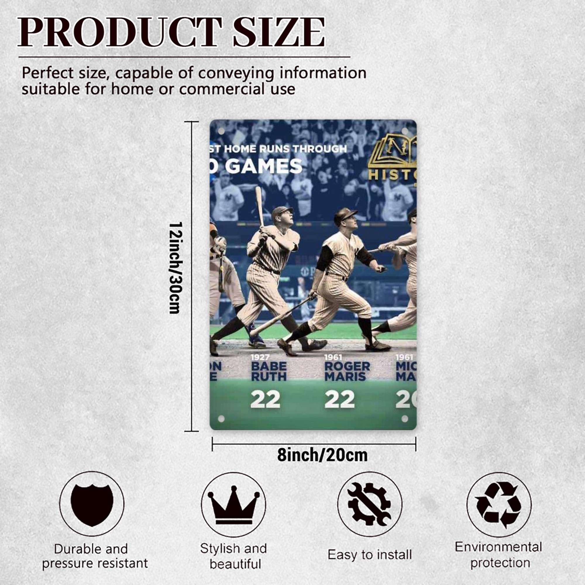 New York Yankees 315 8x12inch Vertical Aluminum Sign - Durable Fade-Resistant Indoor/Outdoor Safety & Information Plaque For Office, Hotel, Restaurant, Bar, Public Spaces