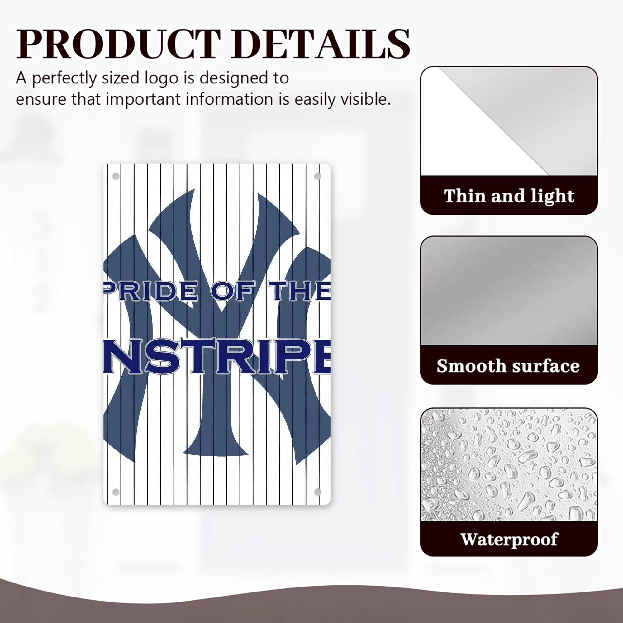New York Yankees 337 8x12inch Vertical Aluminum Sign - Durable Fade-Resistant Indoor/Outdoor Safety & Information Plaque For Office, Hotel, Restaurant, Bar, Public Spaces