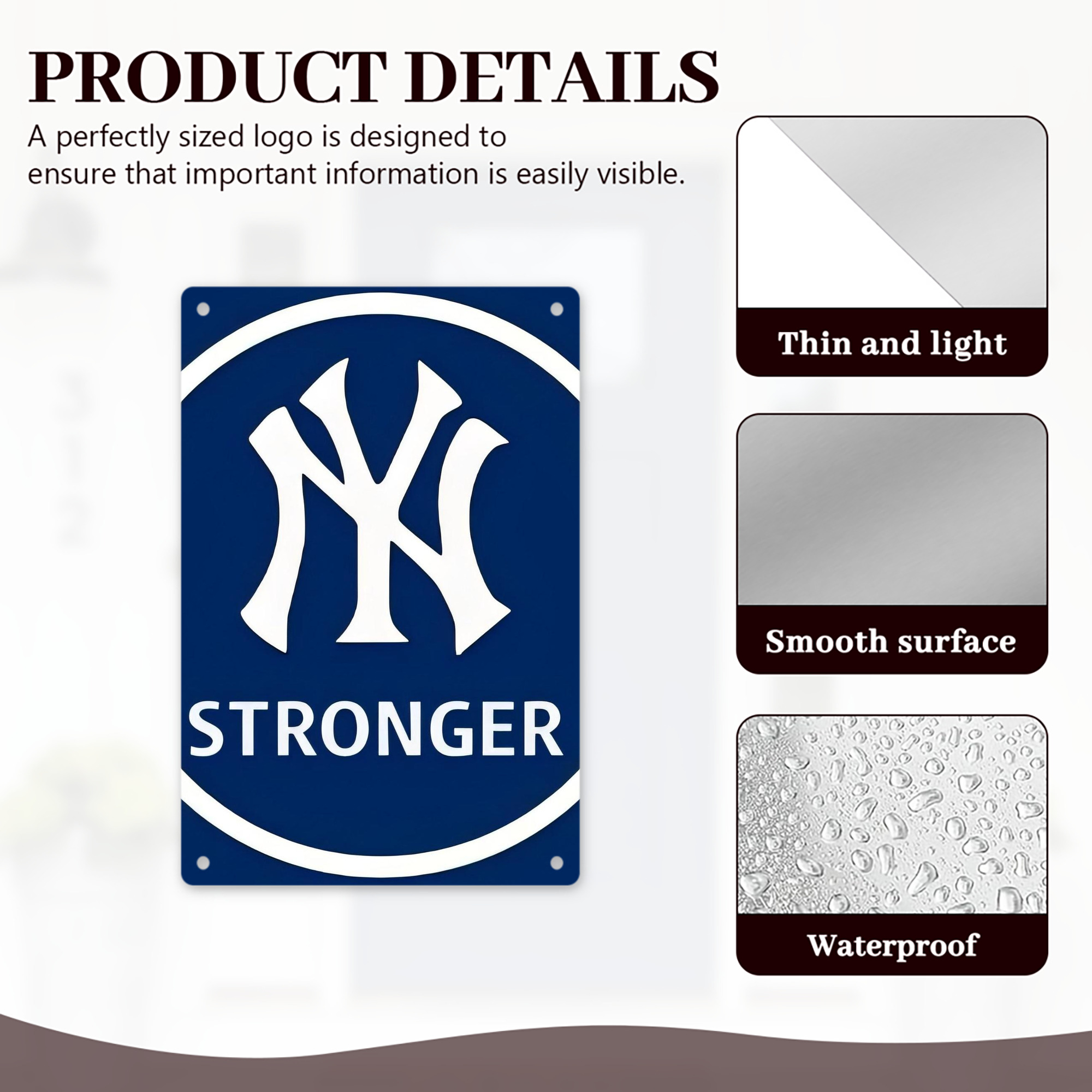 New York Yankees 346 8x12inch Vertical Aluminum Sign - Durable Fade-Resistant Indoor/Outdoor Safety & Information Plaque For Office, Hotel, Restaurant, Bar, Public Spaces