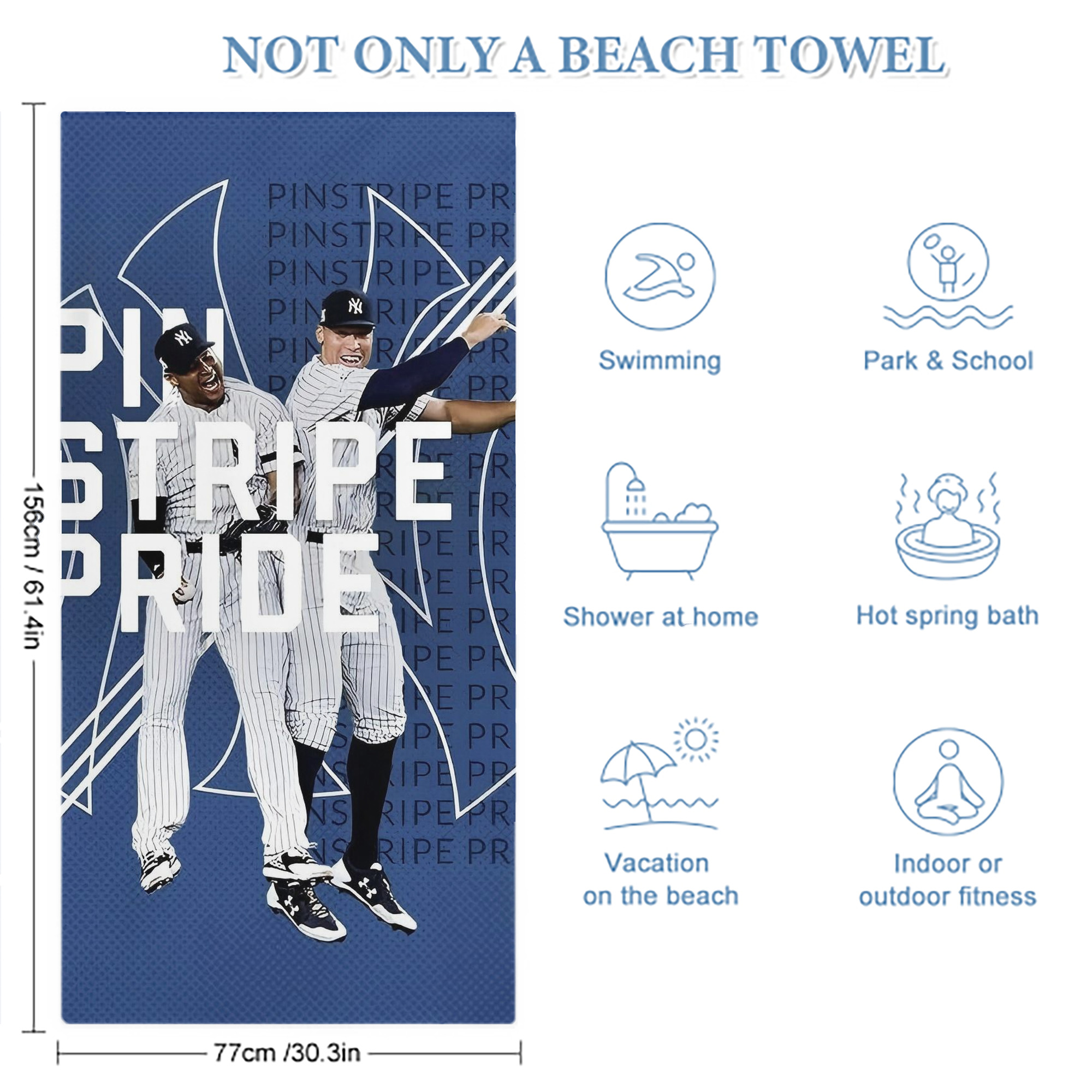New York Yankees 196 Premium Microfiber Beach Towel – Soft, Large Size, Multi-Purpose For Beach, Picnic & Kids, Lightweight & Portable With Carry Bag, Easy Care
