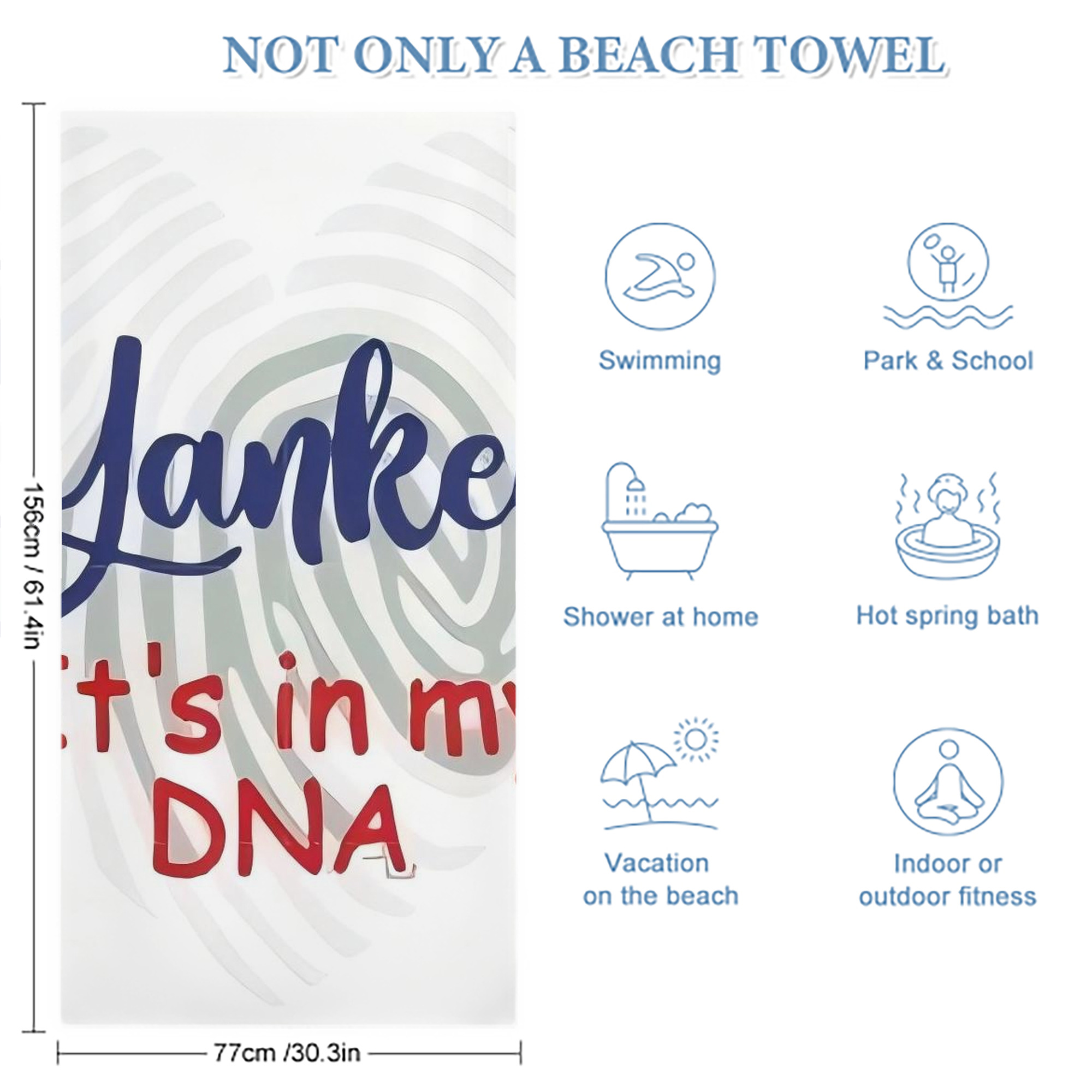 New York Yankees 234 Premium Microfiber Beach Towel – Soft, Large Size, Multi-Purpose For Beach, Picnic & Kids, Lightweight & Portable With Carry Bag, Easy Care