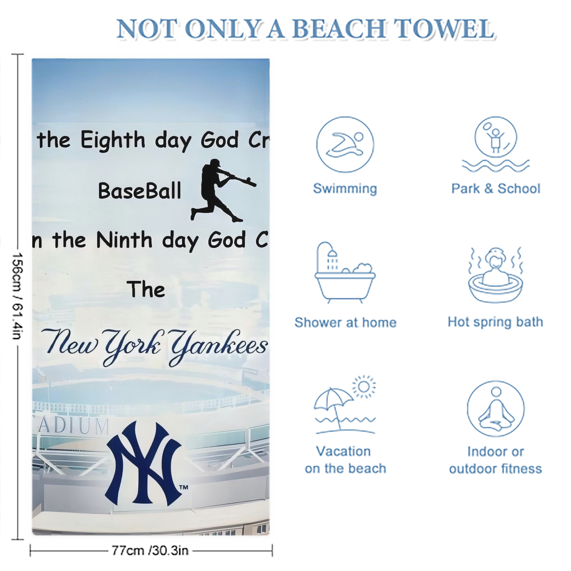 New York Yankees 314 Premium Microfiber Beach Towel – Soft, Large Size, Multi-Purpose For Beach, Picnic & Kids, Lightweight & Portable With Carry Bag, Easy Care