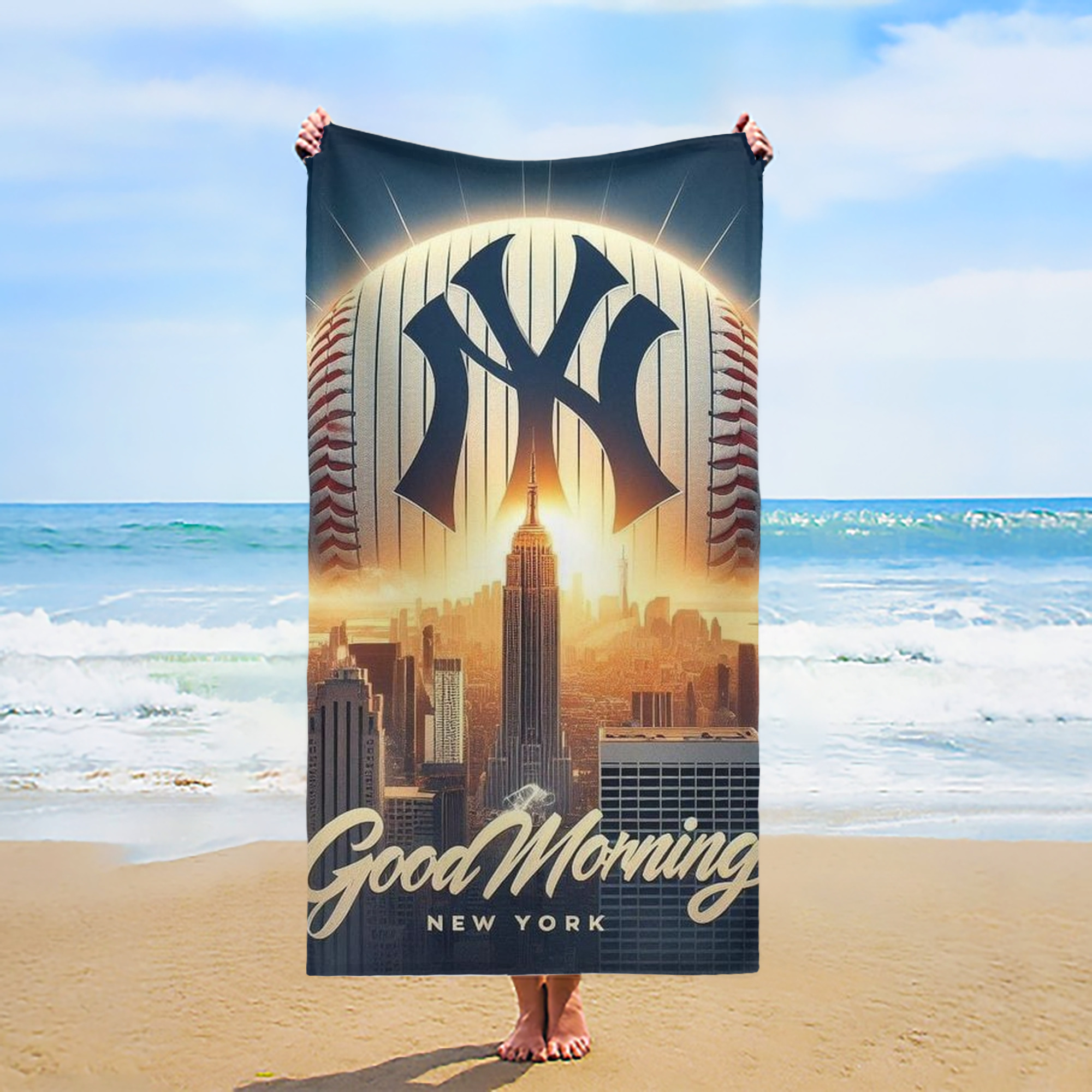 New York Yankees 111 Premium Microfiber Beach Towel – Soft, Large Size, Multi-Purpose For Beach, Picnic & Kids, Lightweight & Portable With Carry Bag, Easy Care