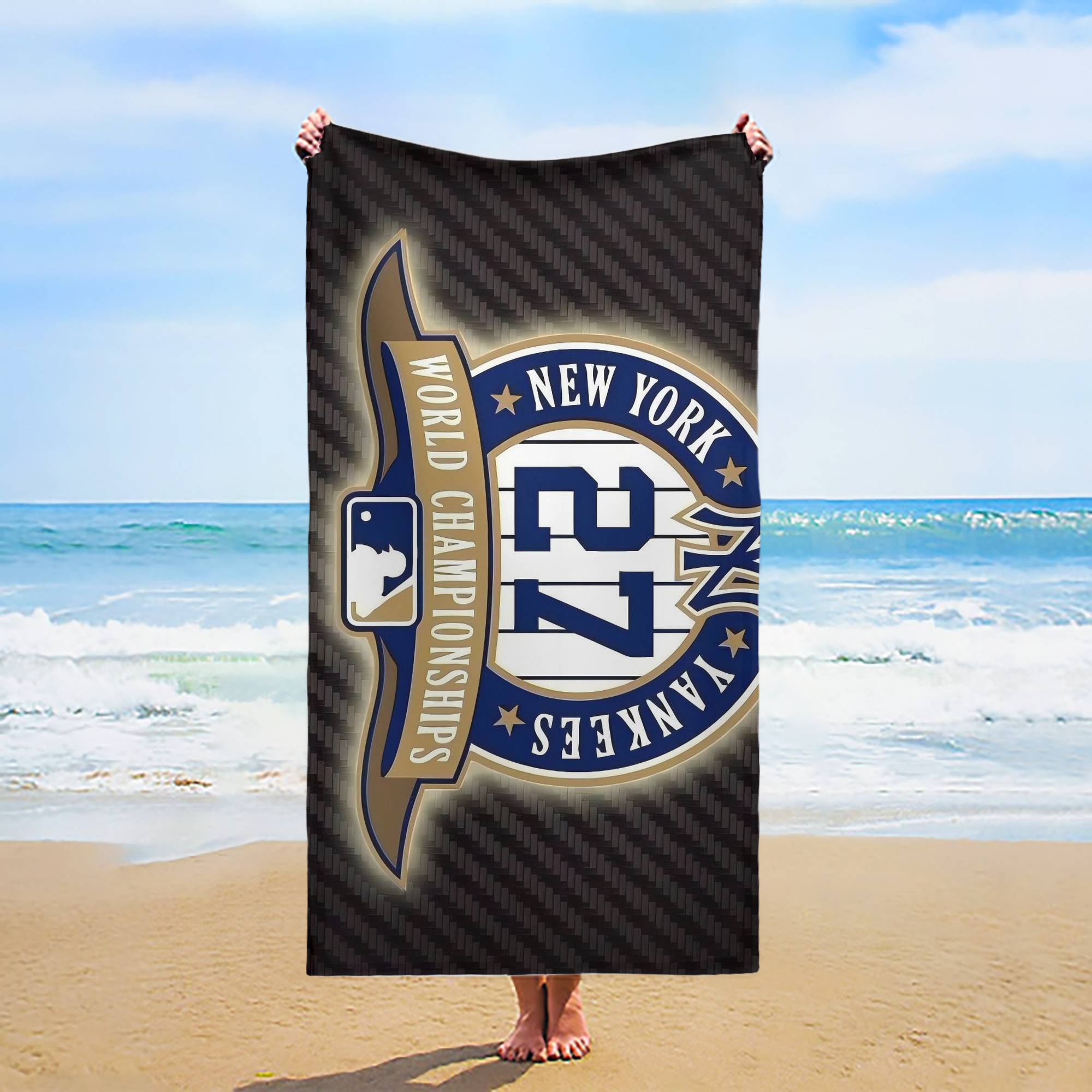New York Yankees 260 Premium Microfiber Beach Towel – Soft, Large Size, Multi-Purpose For Beach, Picnic & Kids, Lightweight & Portable With Carry Bag, Easy Care