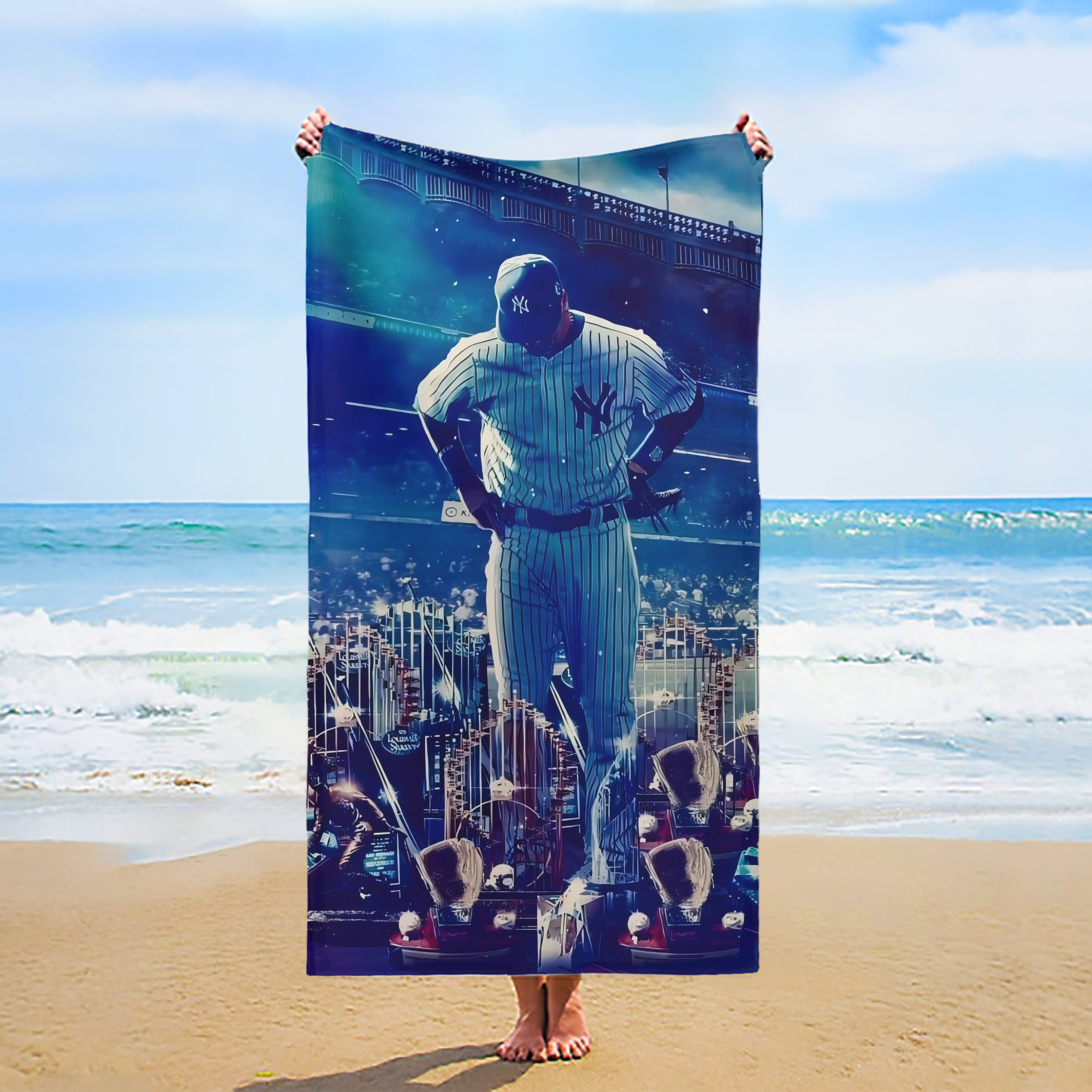 New York Yankees 345 Premium Microfiber Beach Towel – Soft, Large Size, Multi-Purpose For Beach, Picnic & Kids, Lightweight & Portable With Carry Bag, Easy Care