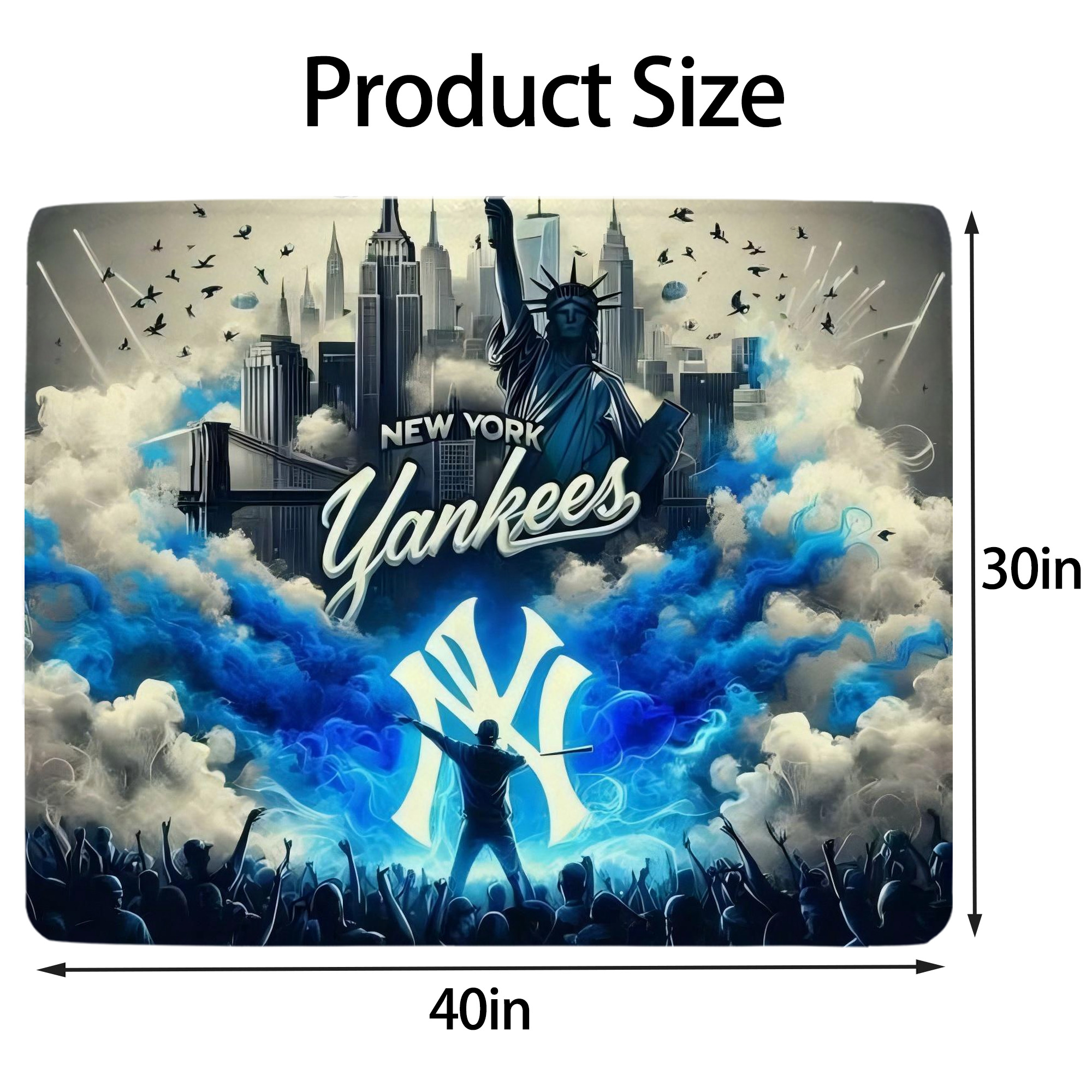 New York Yankees 308 Soft Plush Fleece Blanket 30x40 Inch - 300GSM Flannel, Ultra Soft & Warm, Lightweight & Durable, Perfect For Kids, Adults, Couch, Bed, Camping, Travel, Gift For Family & Friends