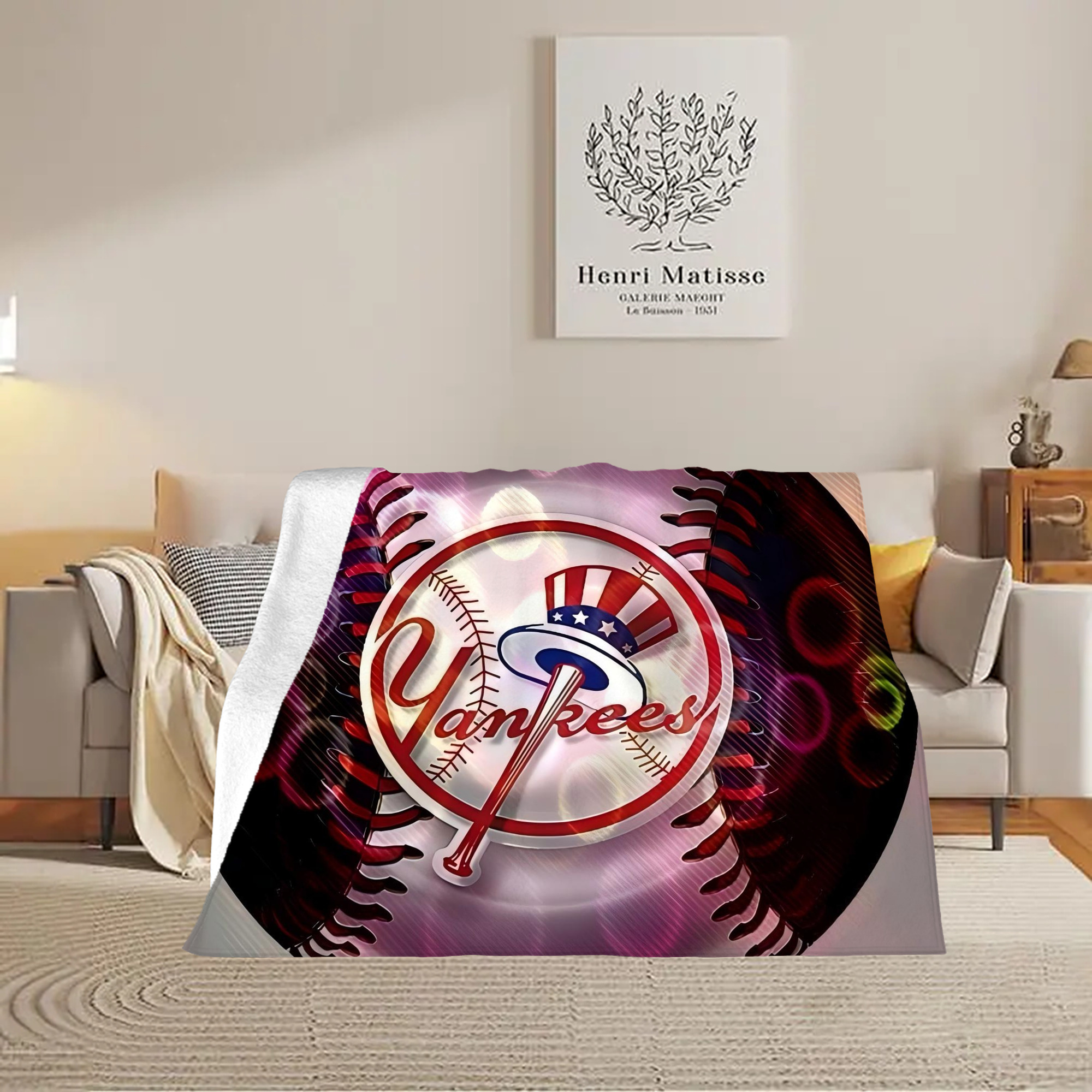 New York Yankees 244 Soft Plush Fleece Blanket 30x40 Inch - 300GSM Flannel, Ultra Soft & Warm, Lightweight & Durable, Perfect For Kids, Adults, Couch, Bed, Camping, Travel, Gift For Family & Friends
