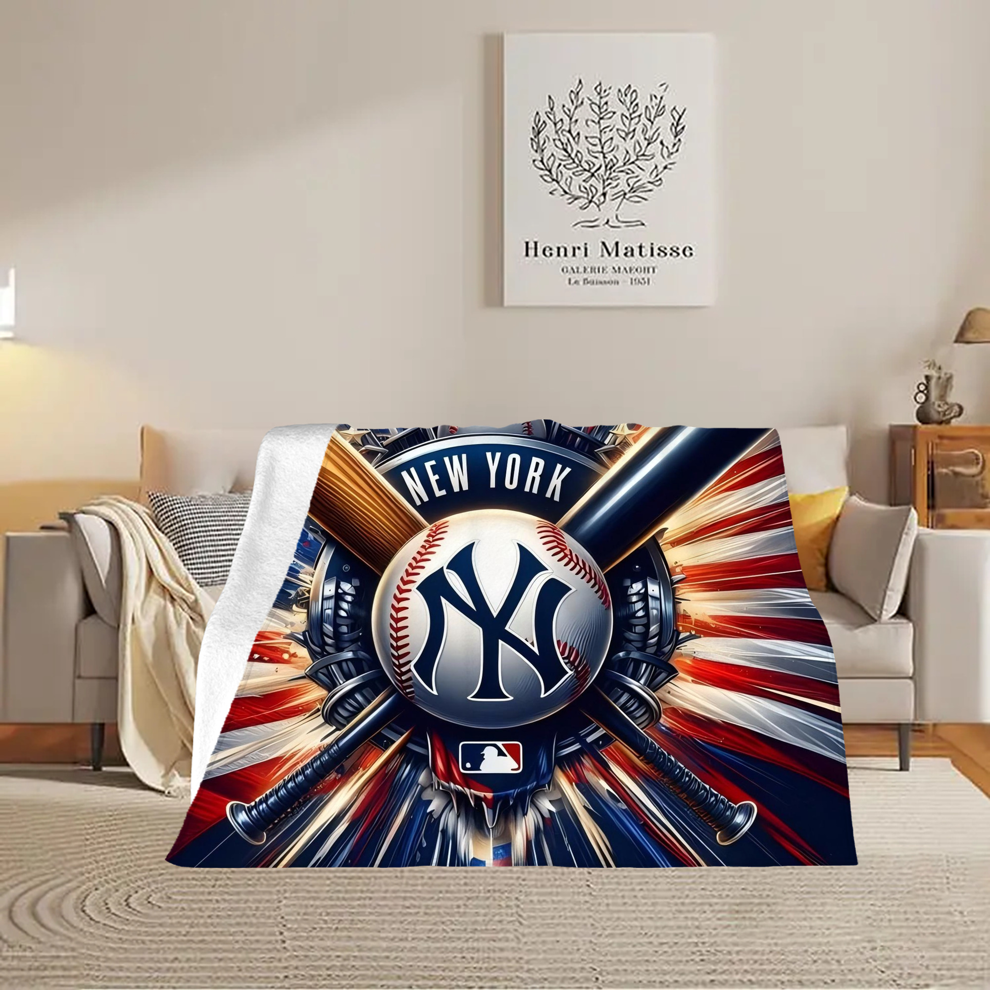 New York Yankees 268 Soft Plush Fleece Blanket 30x40 Inch - 300GSM Flannel, Ultra Soft & Warm, Lightweight & Durable, Perfect For Kids, Adults, Couch, Bed, Camping, Travel, Gift For Family & Friends