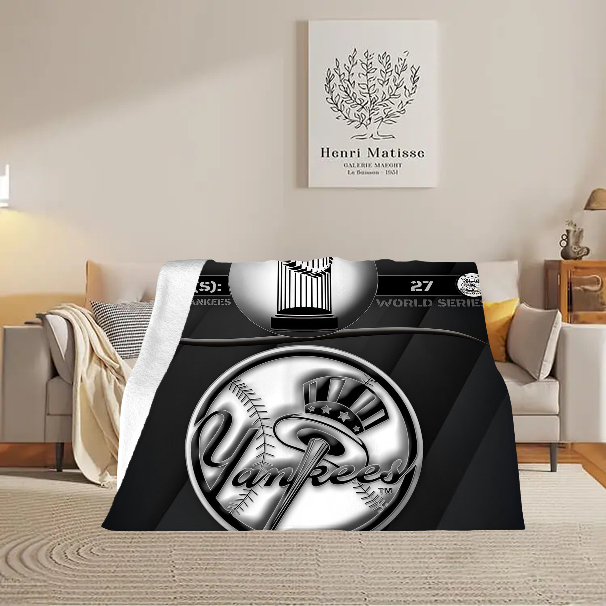 New York Yankees 325 Soft Plush Fleece Blanket 30x40 Inch - 300GSM Flannel, Ultra Soft & Warm, Lightweight & Durable, Perfect For Kids, Adults, Couch, Bed, Camping, Travel, Gift For Family & Friends