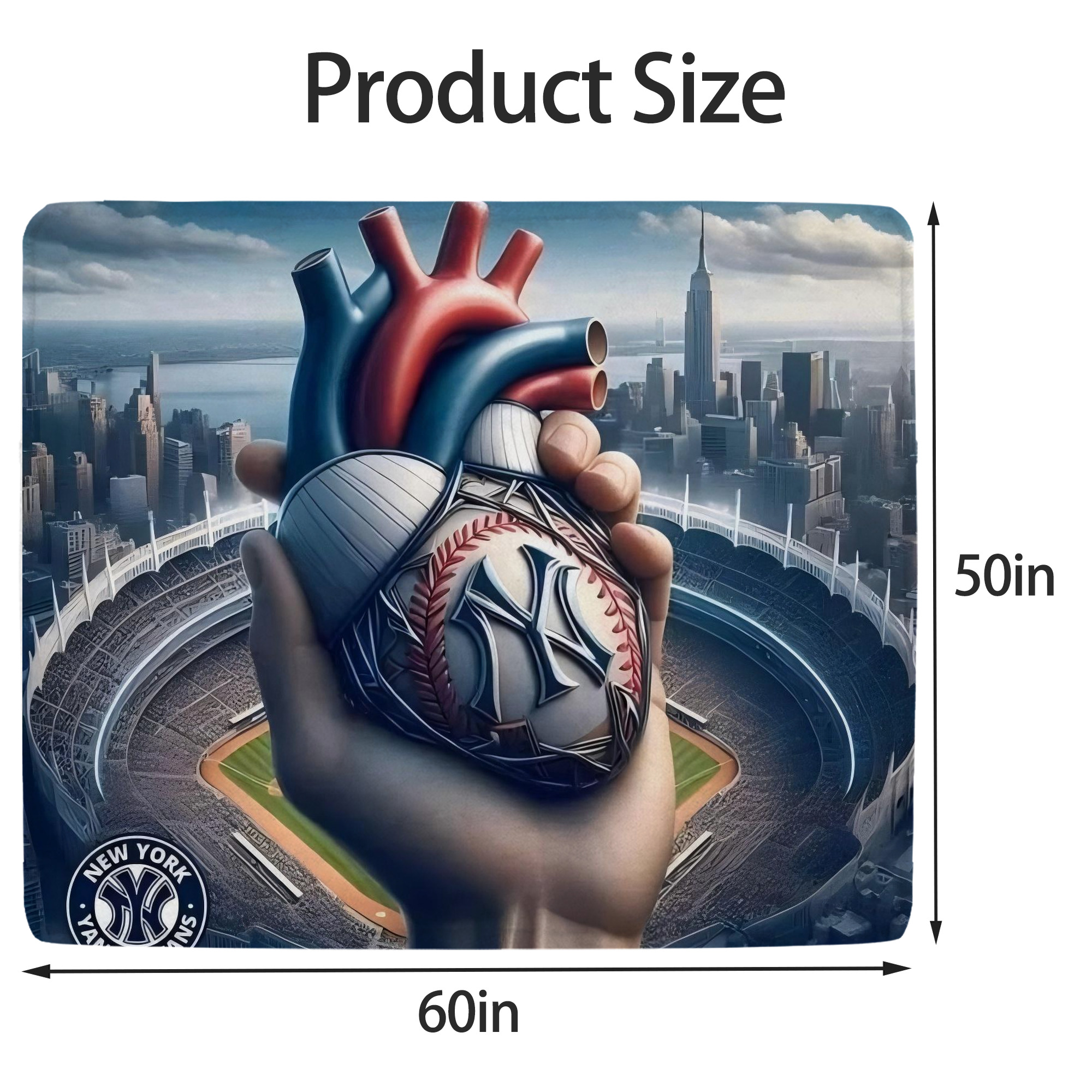 New York Yankees Heart Soft Fleece Throw Blanket 50 X 60 Inch – Super Soft, Lightweight, And Durable – Perfect For Sofa, Bed, Camping, And More – Ideal Gift For Family And Friends