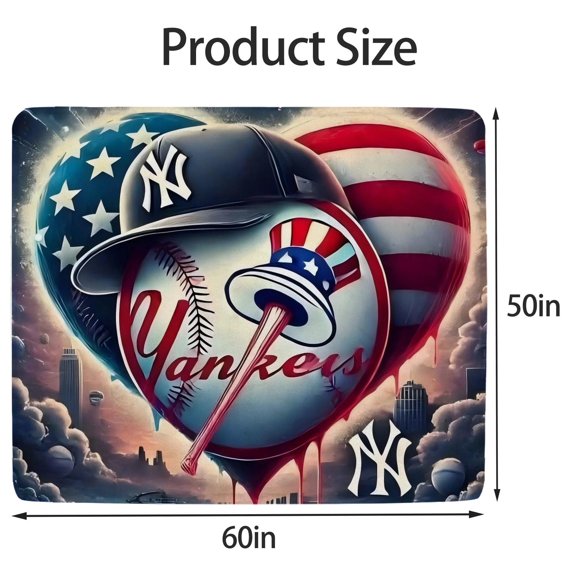 New York Yankees Heart Soft Fleece Throw Blanket 50 X 60 Inch – Super Soft, Lightweight, And Durable – Perfect For Sofa, Bed, Camping, And More – Ideal Gift For Family And Friends