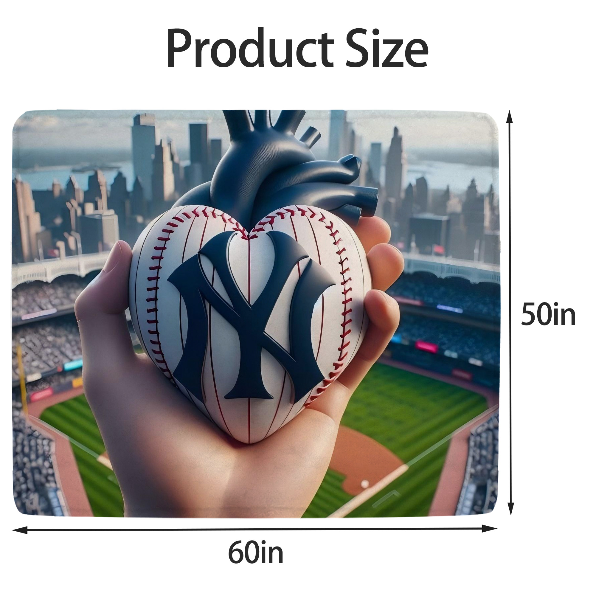 New York Yankees Heart Soft Fleece Throw Blanket 50 X 60 Inch – Super Soft, Lightweight, And Durable – Perfect For Sofa, Bed, Camping, And More – Ideal Gift For Family And Friends