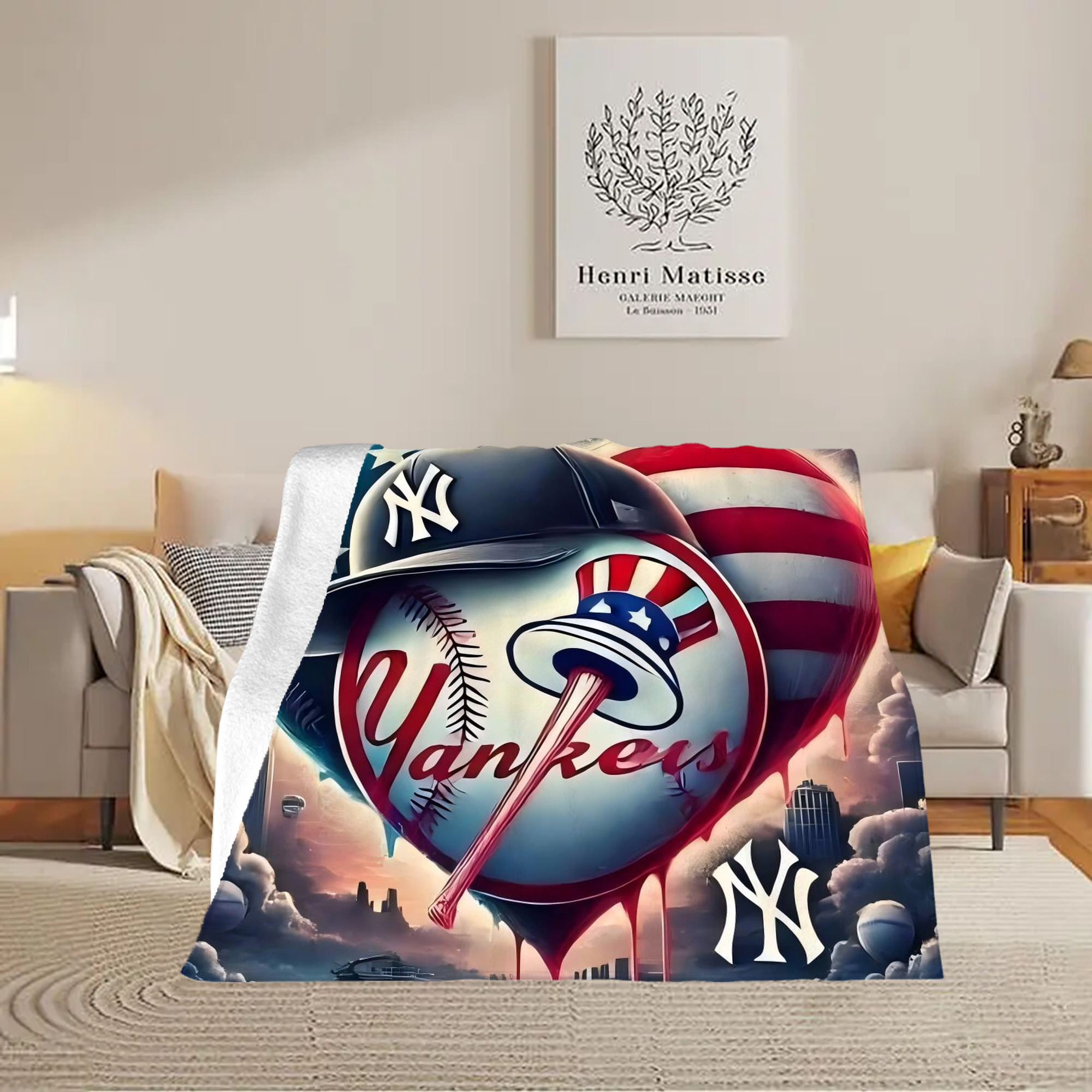 New York Yankees Heart Soft Fleece Throw Blanket 50 X 60 Inch – Super Soft, Lightweight, And Durable – Perfect For Sofa, Bed, Camping, And More – Ideal Gift For Family And Friends