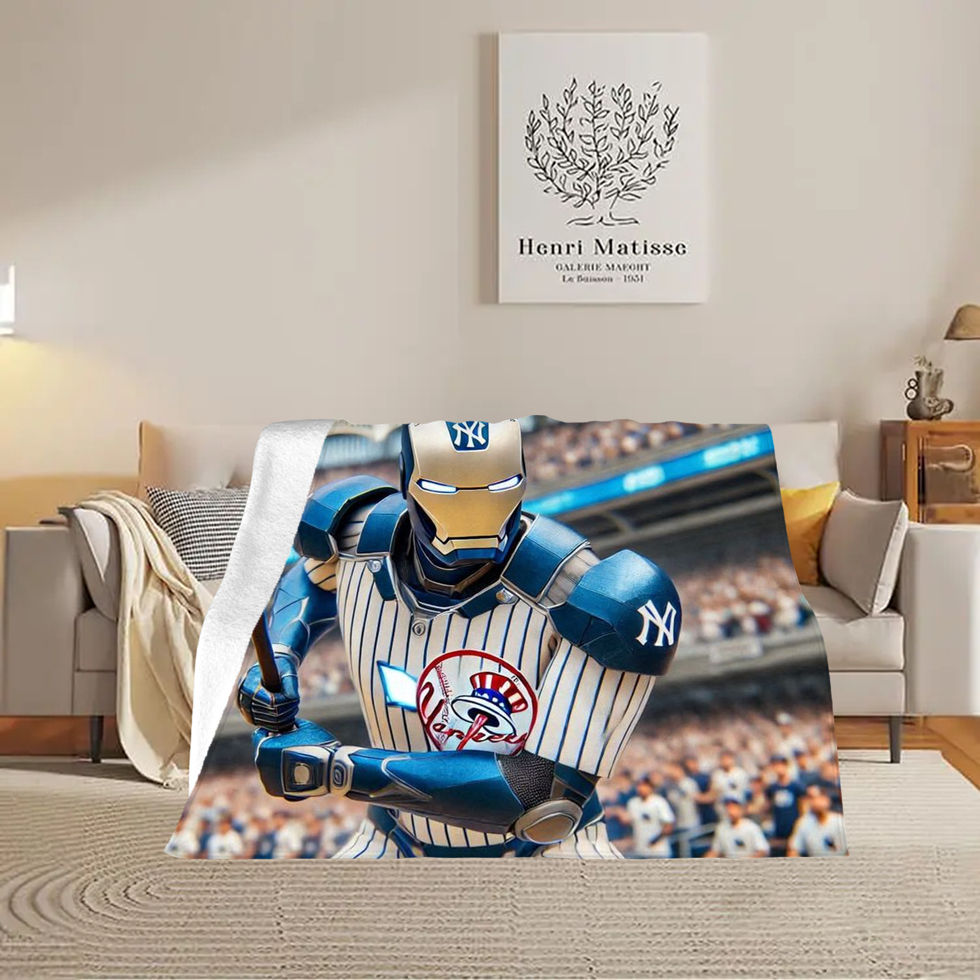 New York Yankees Iron Man Soft Fleece Throw Blanket 60 X 80 Inch – Super Soft, Lightweight, And Durable – Perfect For Sofa, Bed, Camping, And More – Ideal Gift For Family And Friends