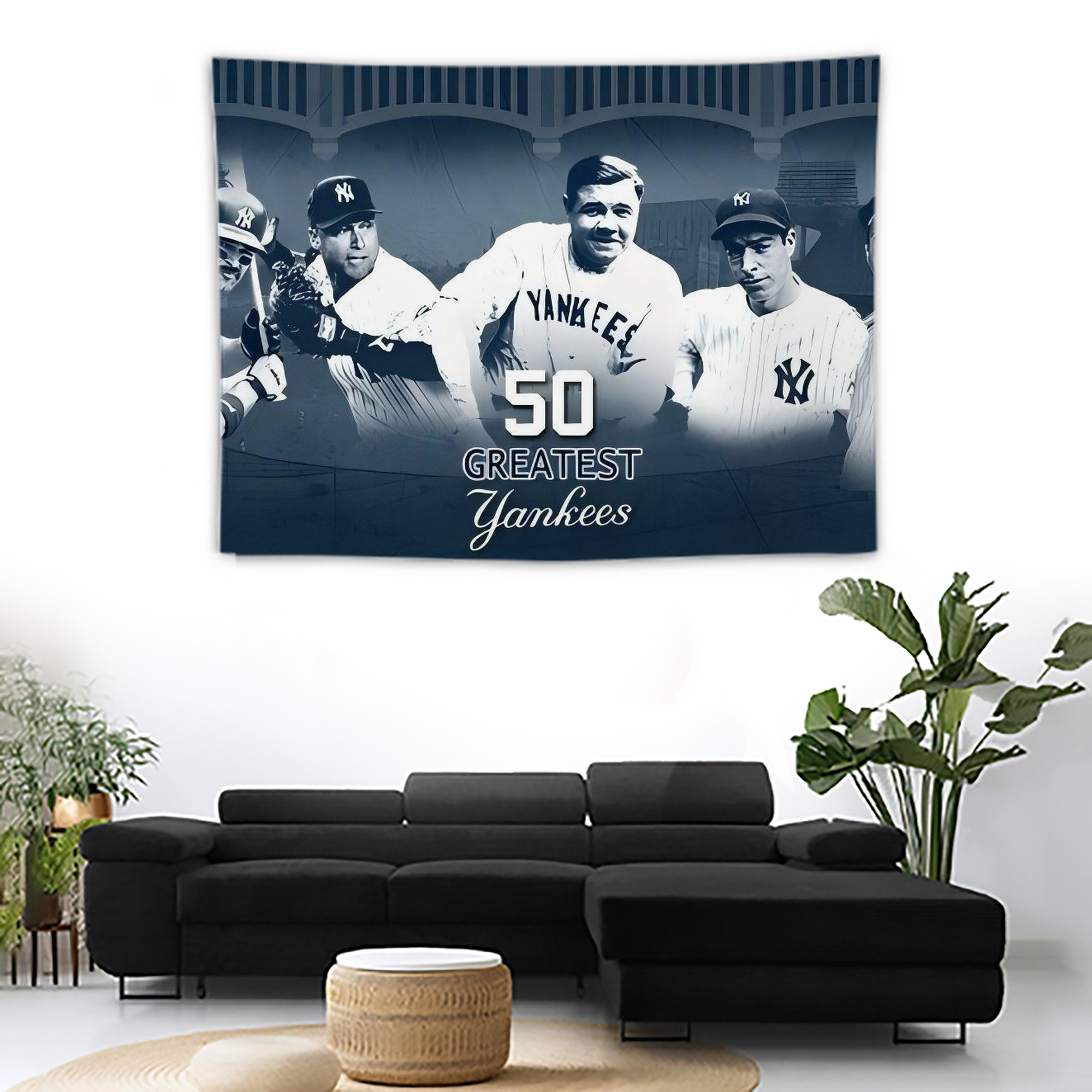 New York Yankees 351 Wall Tapestry For Bedroom Aesthetic – Boho Style Polyester Fabric Wall Hanging With Hooks – 60 X 90 Inch Large Size, Lightweight, Durable, Easy To Hang