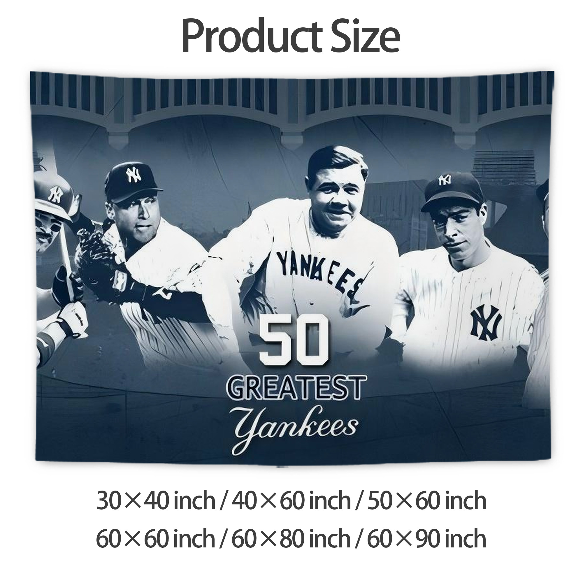 New York Yankees 351 Wall Tapestry For Bedroom Aesthetic – Boho Style Polyester Fabric Wall Hanging With Hooks – 60 X 90 Inch Large Size, Lightweight, Durable, Easy To Hang
