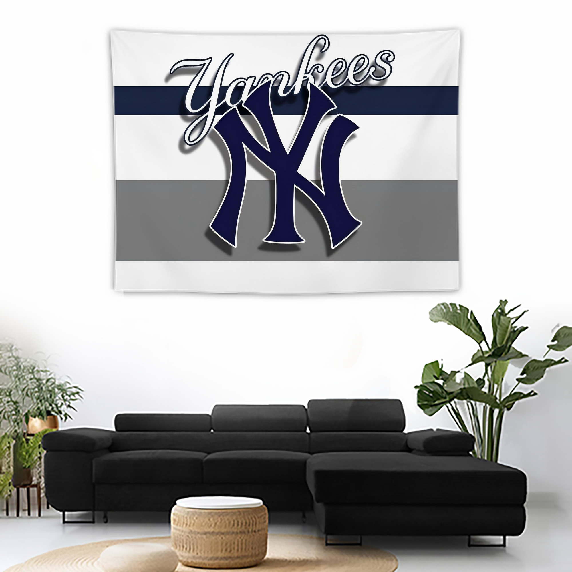 New York Yankees 356 Wall Tapestry For Bedroom Aesthetic – Boho Style Polyester Fabric Wall Hanging With Hooks – 60 X 90 Inch Large Size, Lightweight, Durable, Easy To Hang