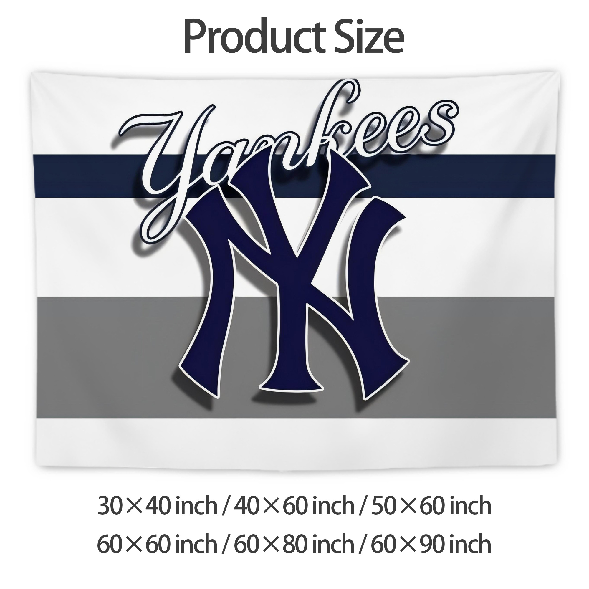 New York Yankees 356 Wall Tapestry For Bedroom Aesthetic – Boho Style Polyester Fabric Wall Hanging With Hooks – 60 X 90 Inch Large Size, Lightweight, Durable, Easy To Hang