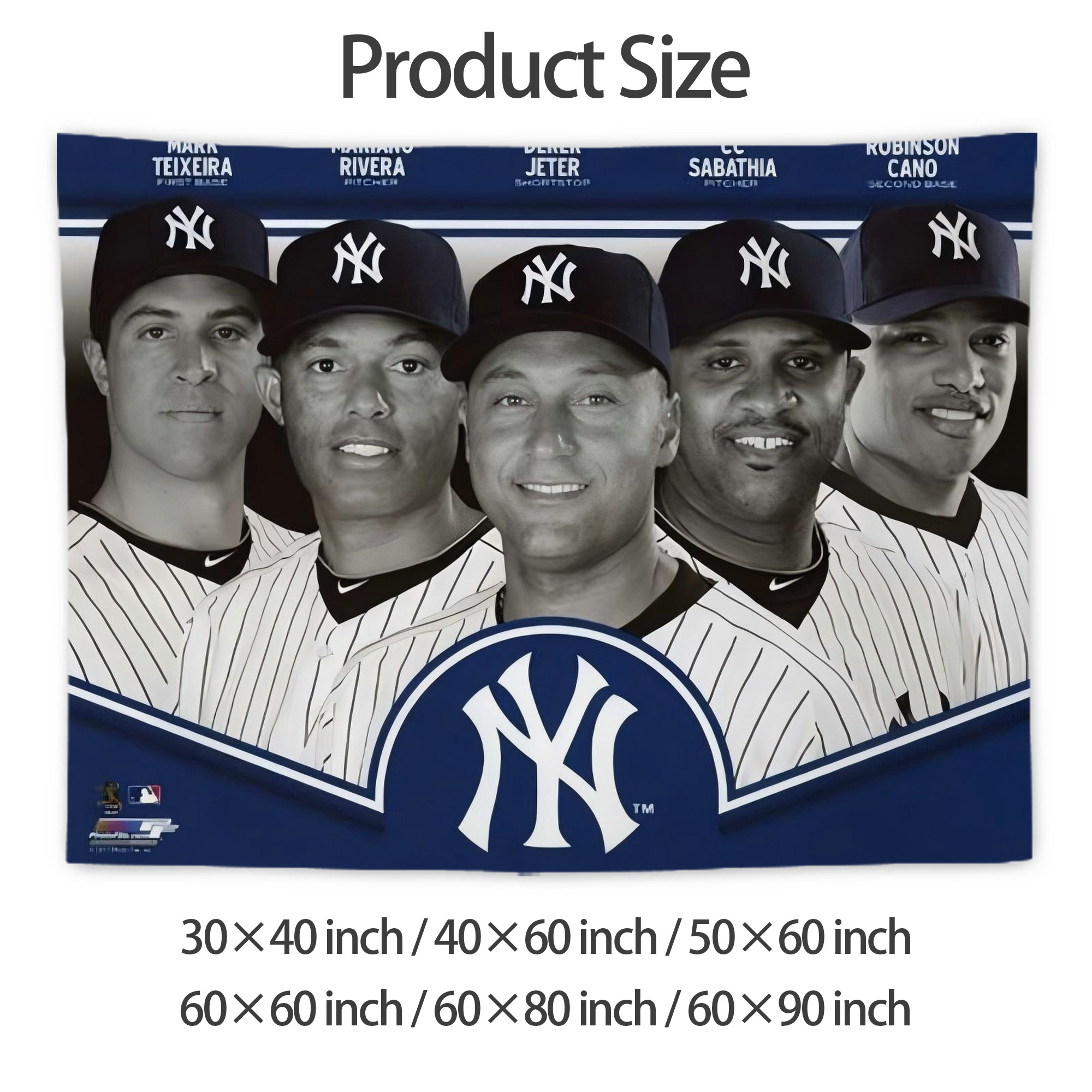 New York Yankees 361 Wall Tapestry For Bedroom Aesthetic – Boho Style Polyester Fabric Wall Hanging With Hooks – 60 X 90 Inch Large Size, Lightweight, Durable, Easy To Hang