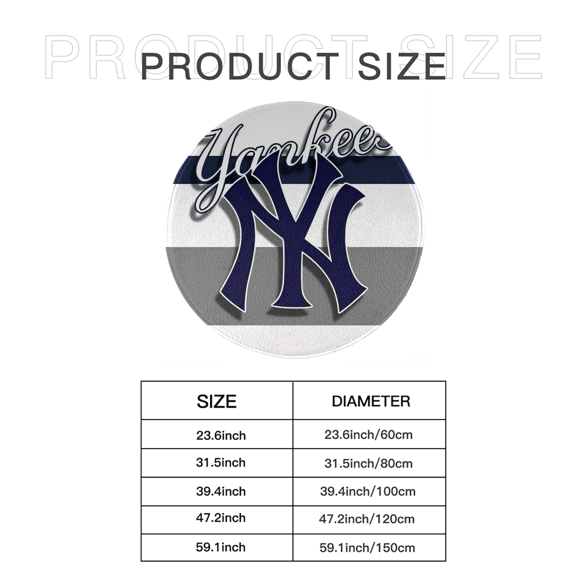 New York Yankees 356 Round Floor Mat – Soft Flannel & High-Density Sponge Core – Non-Slip Dot Backing – Durable Stitched Edges – Quick-Dry & Breathable – Perfect For Home, Bathroom & Living Room